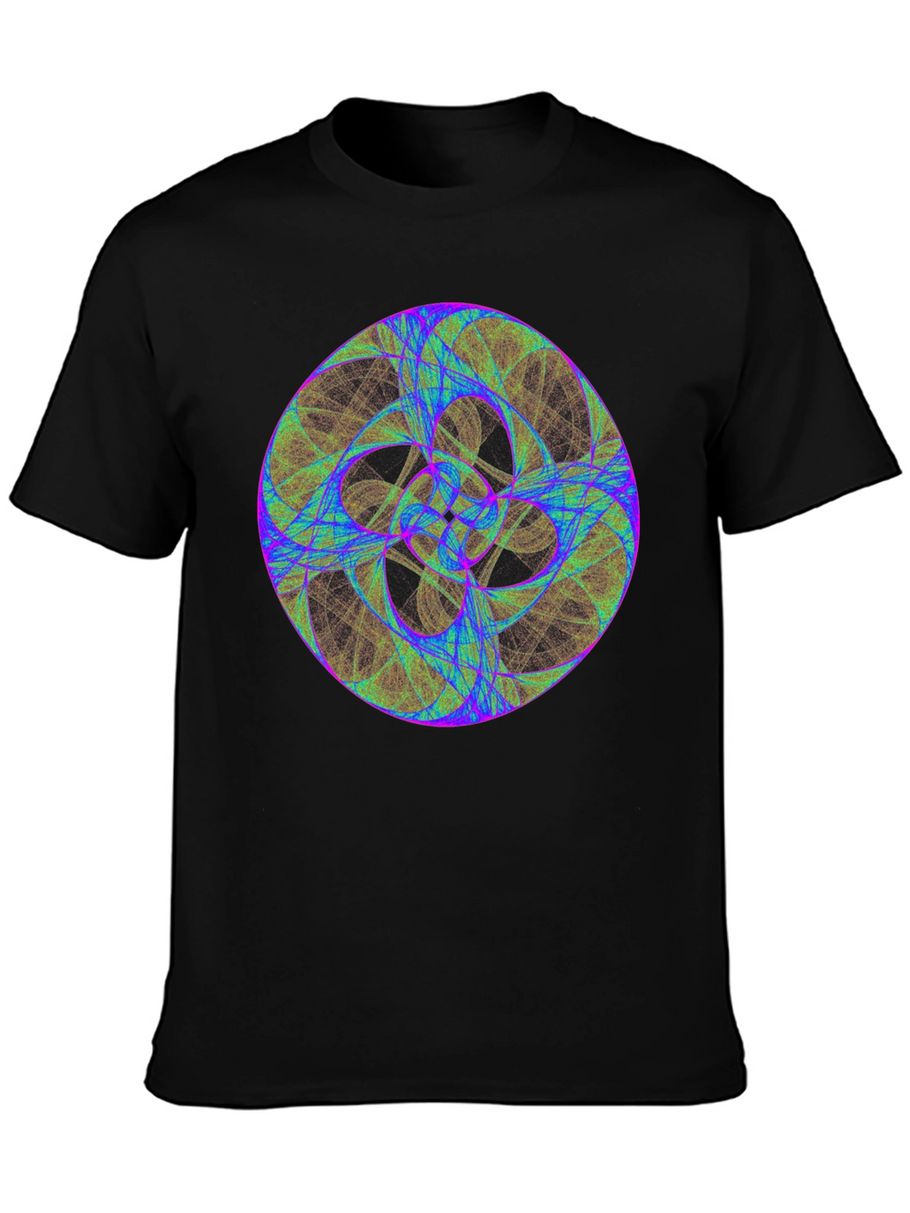 Geometric Fractal Design Black T-Shirt