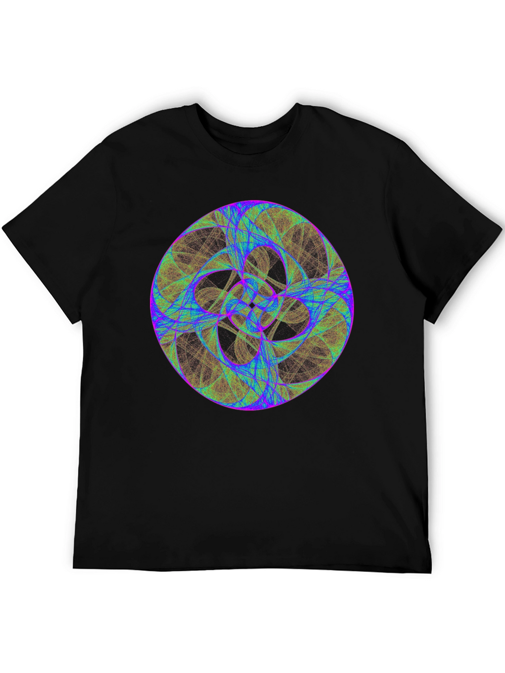Geometric Fractal Design Black T-Shirt