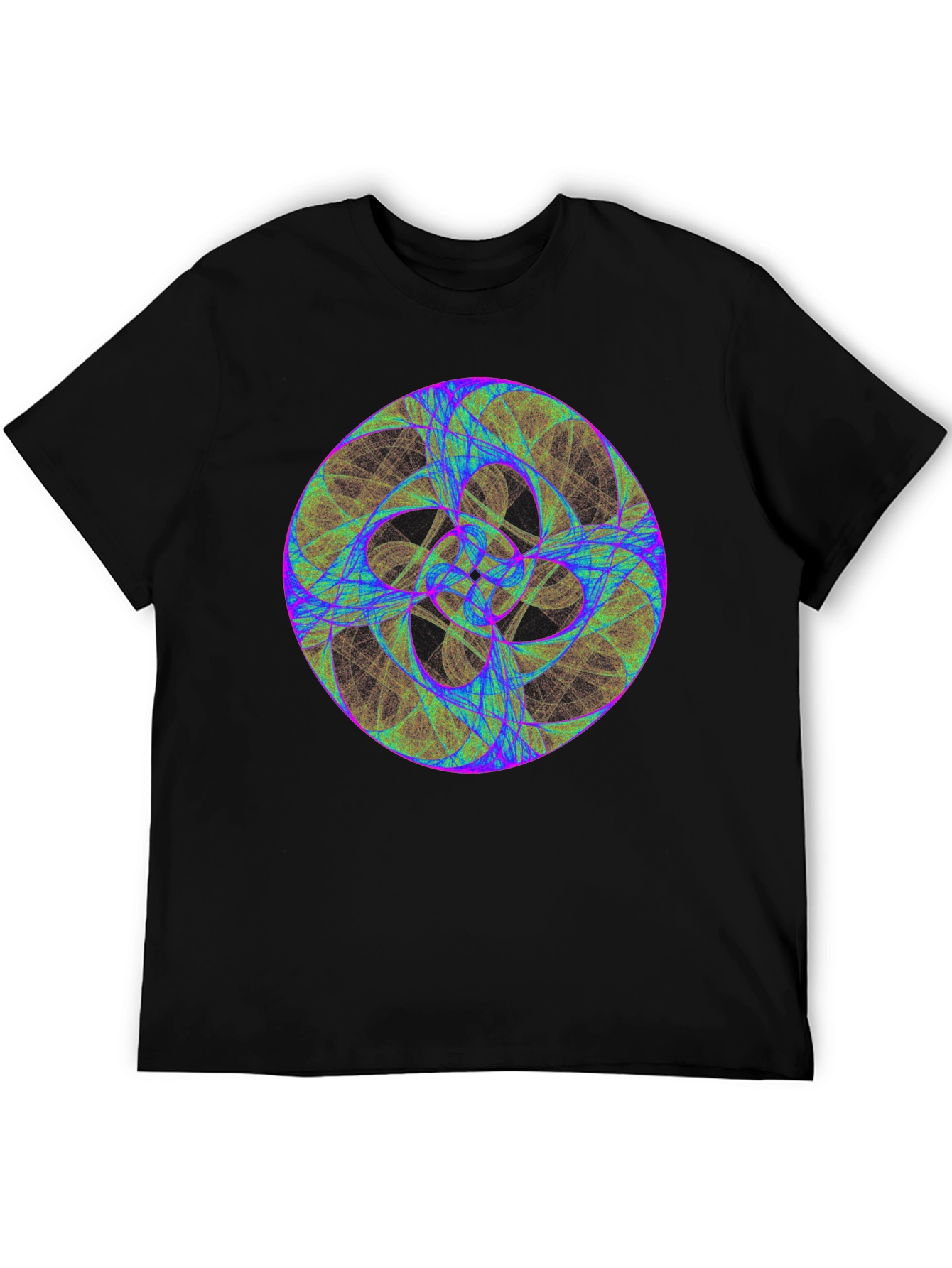 Geometric Fractal Design Black T-Shirt