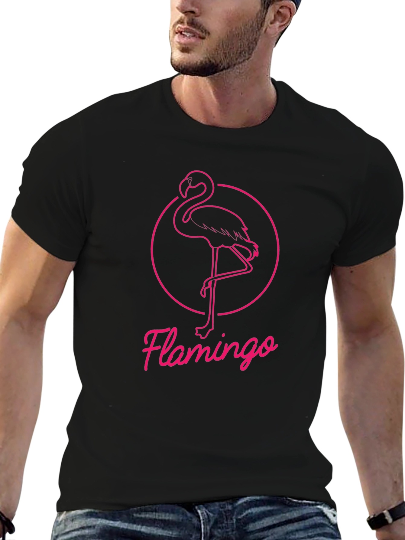 Pink Flamingo Graphic Tee - Stylish Black T-Shirt