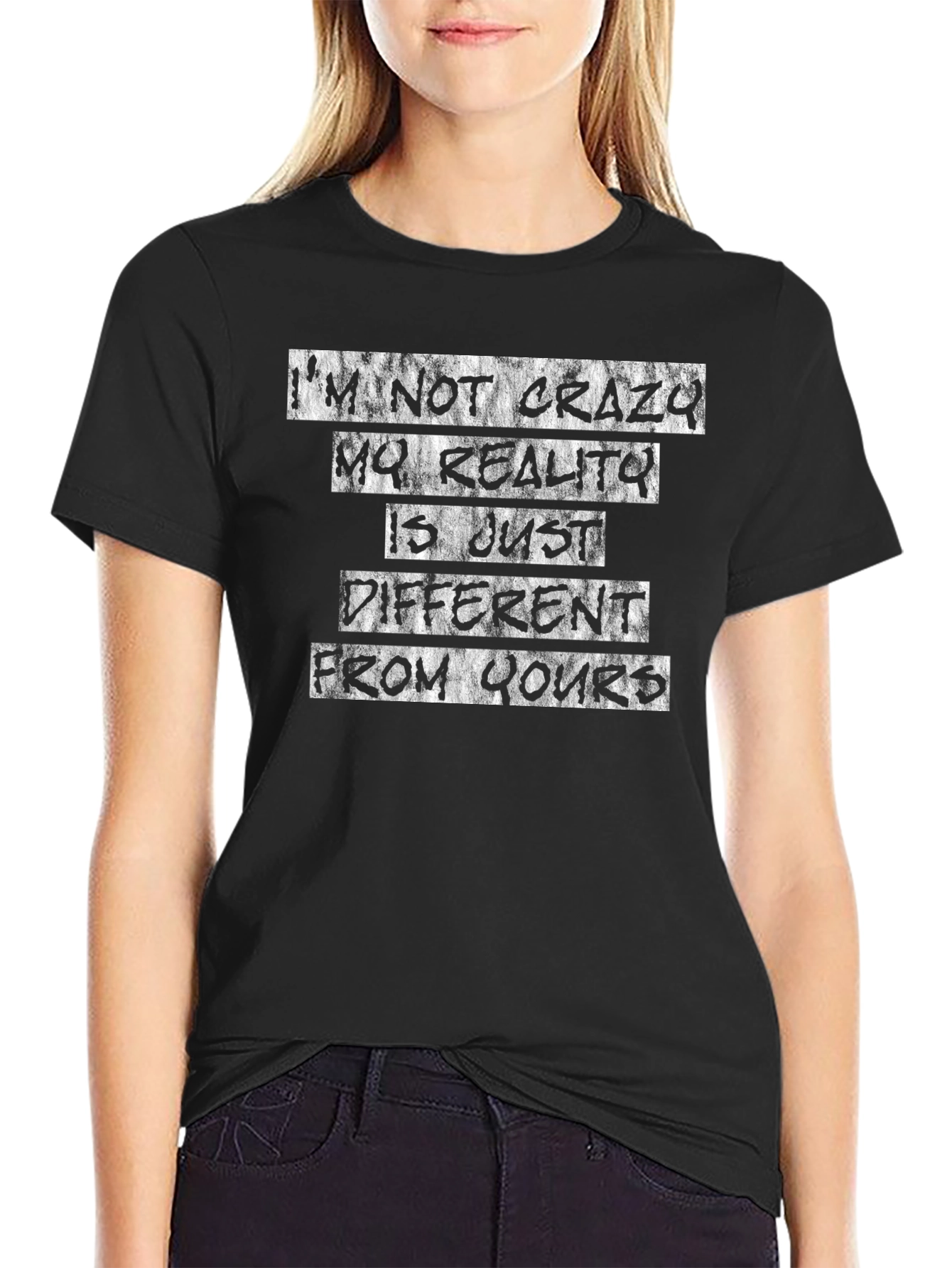 Crazy Reality Graphic T-Shirt - Black