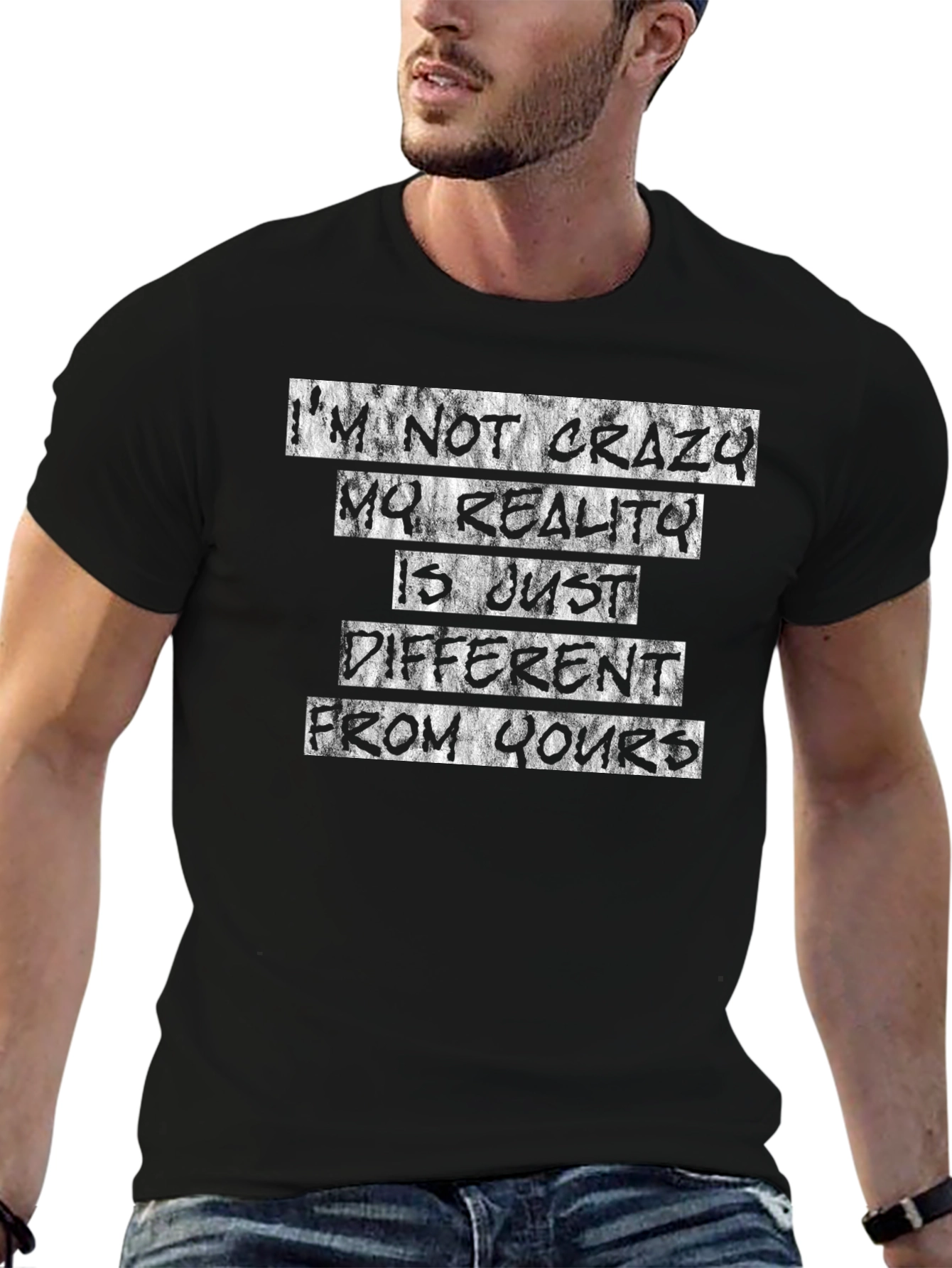 Crazy Reality Graphic T-Shirt - Black