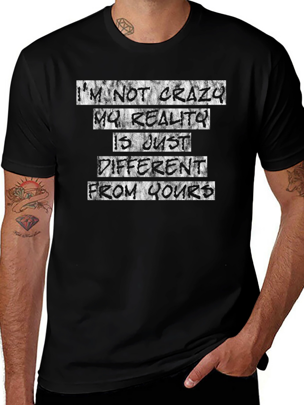 Crazy Reality Graphic T-Shirt - Black