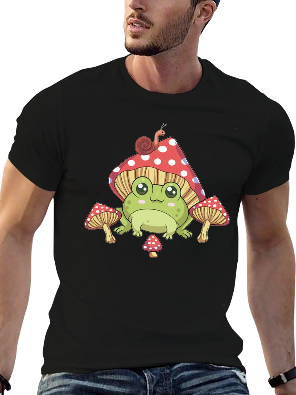 Frog Mushroom T-Shirt - Cute Cartoon Style