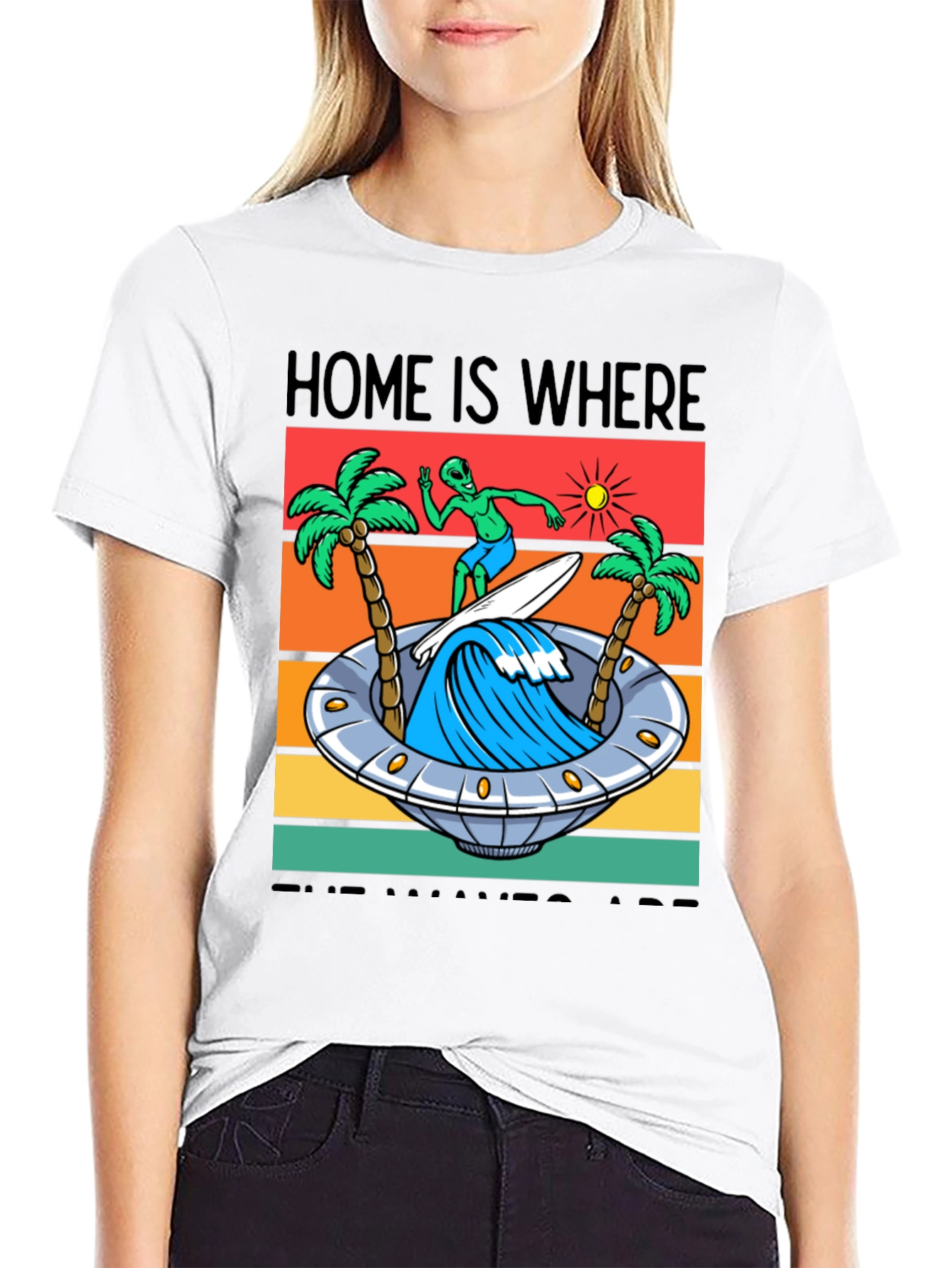 Alien Surfing UFO Waves T-Shirt