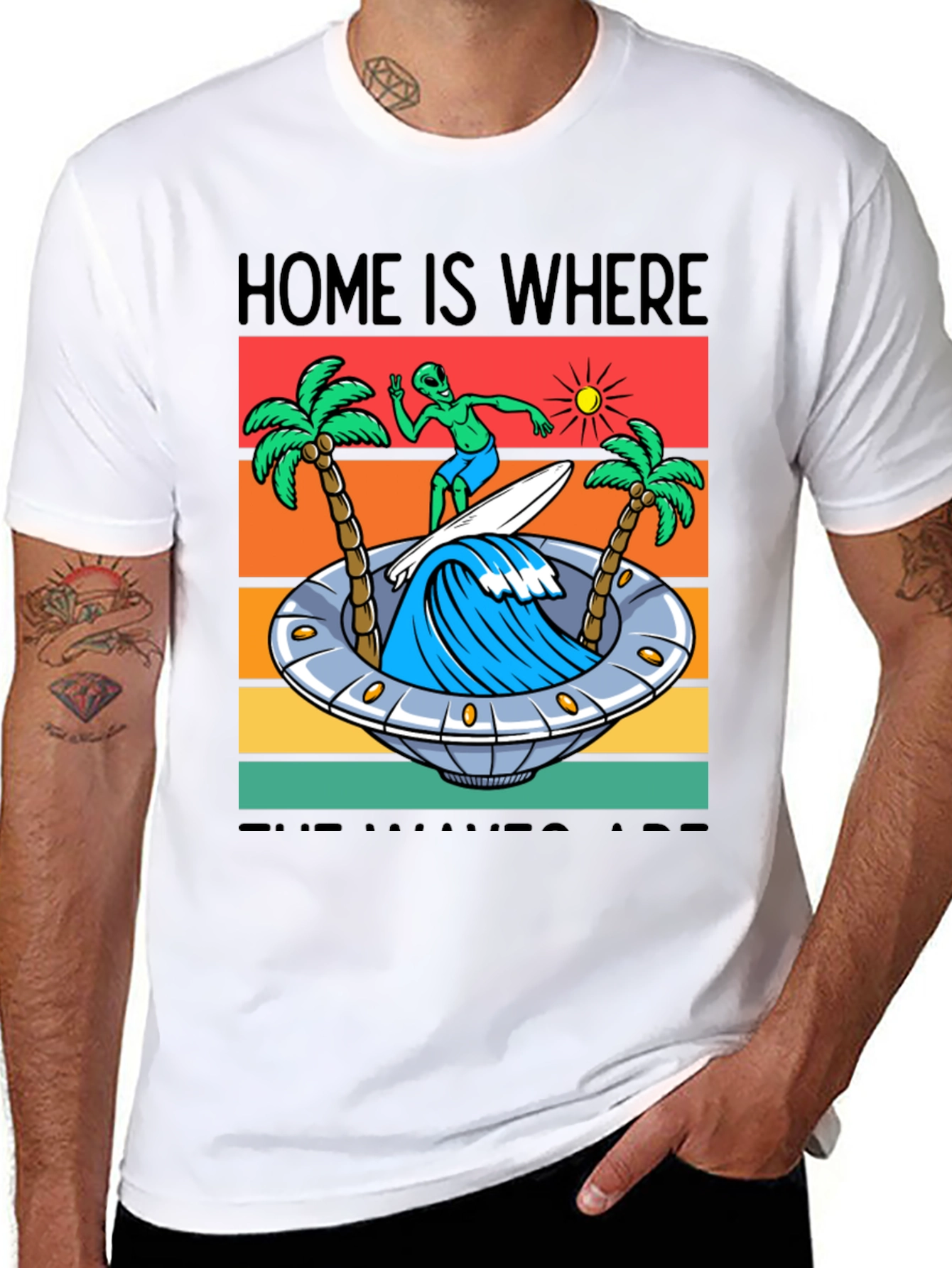 Alien Surfing UFO Waves T-Shirt