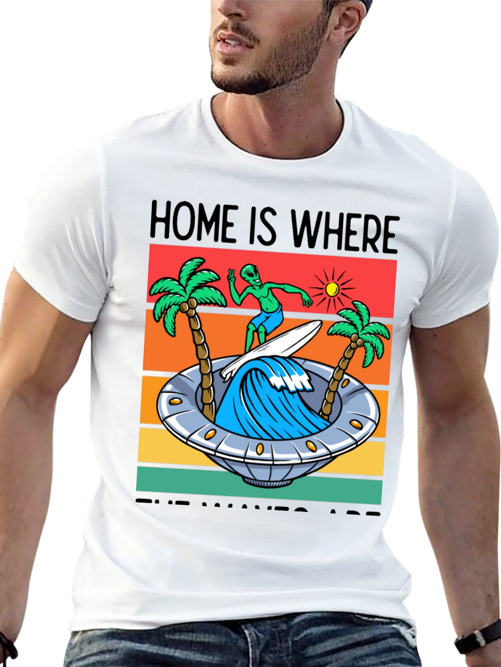 Alien Surfing UFO Waves T-Shirt