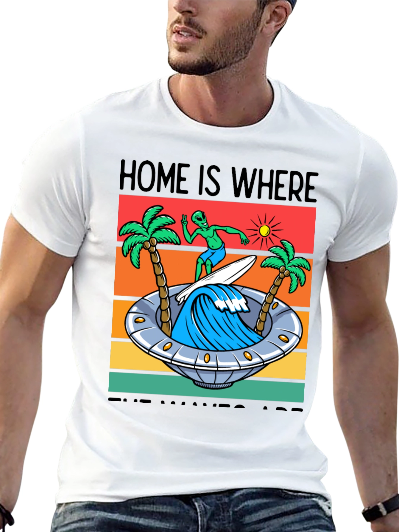 Alien Surfing UFO Waves T-Shirt