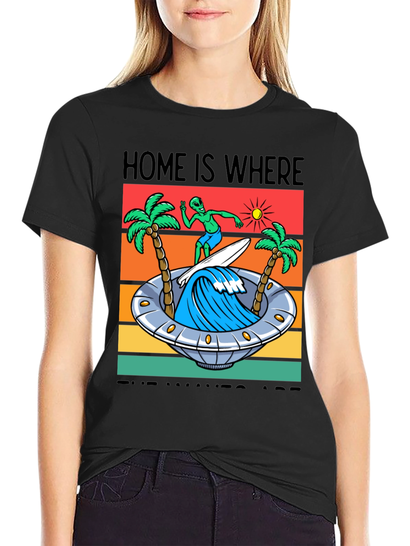 Alien Surfing UFO Waves T-Shirt