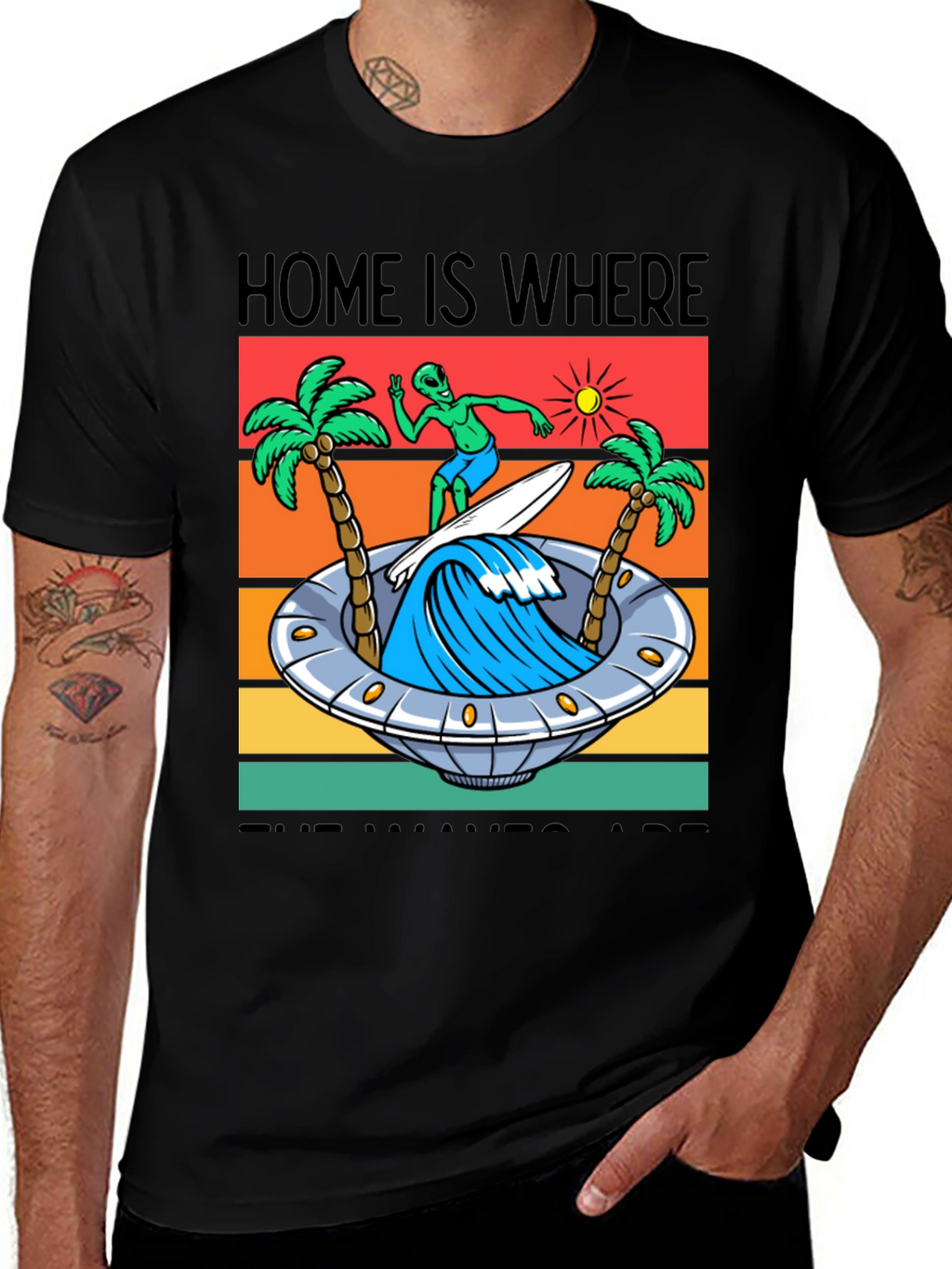 Alien Surfing UFO Waves T-Shirt
