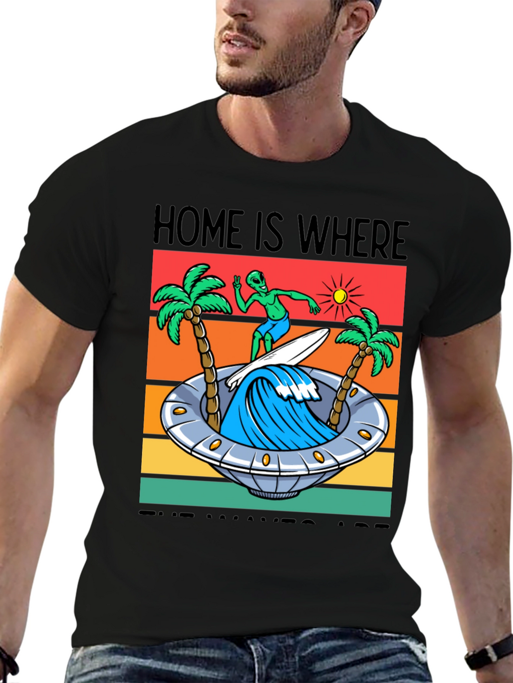 Alien Surfing UFO Waves T-Shirt
