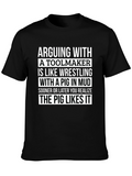 Toolmaker Pig in Mud T-Shirt - Funny Graphic Tee