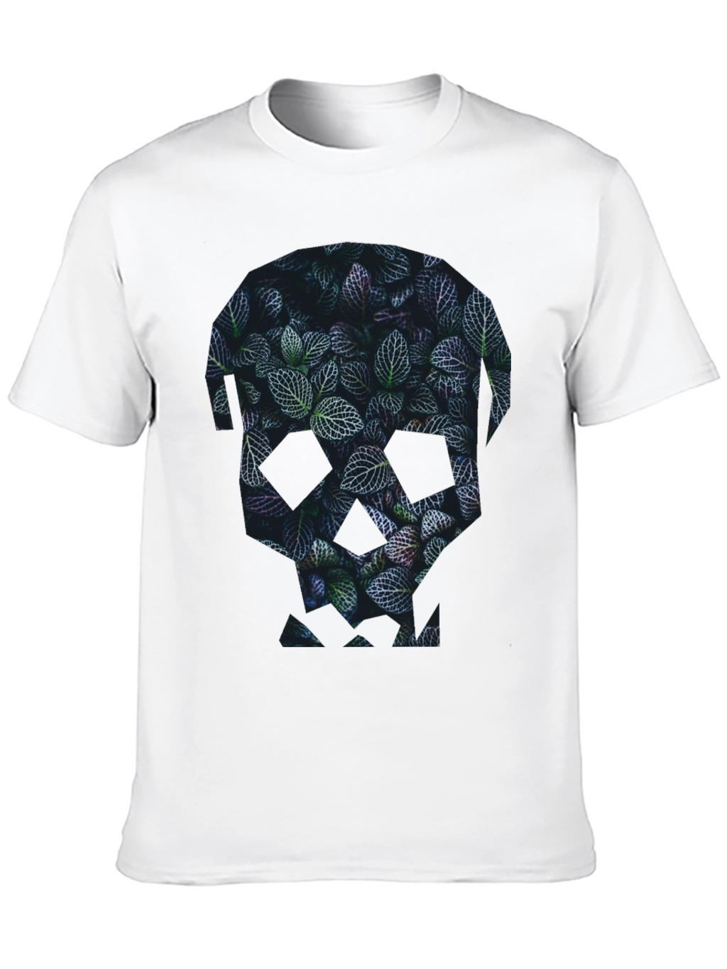 Botanical Skull Graphic Tee - Modern Mens Black T-Shirt