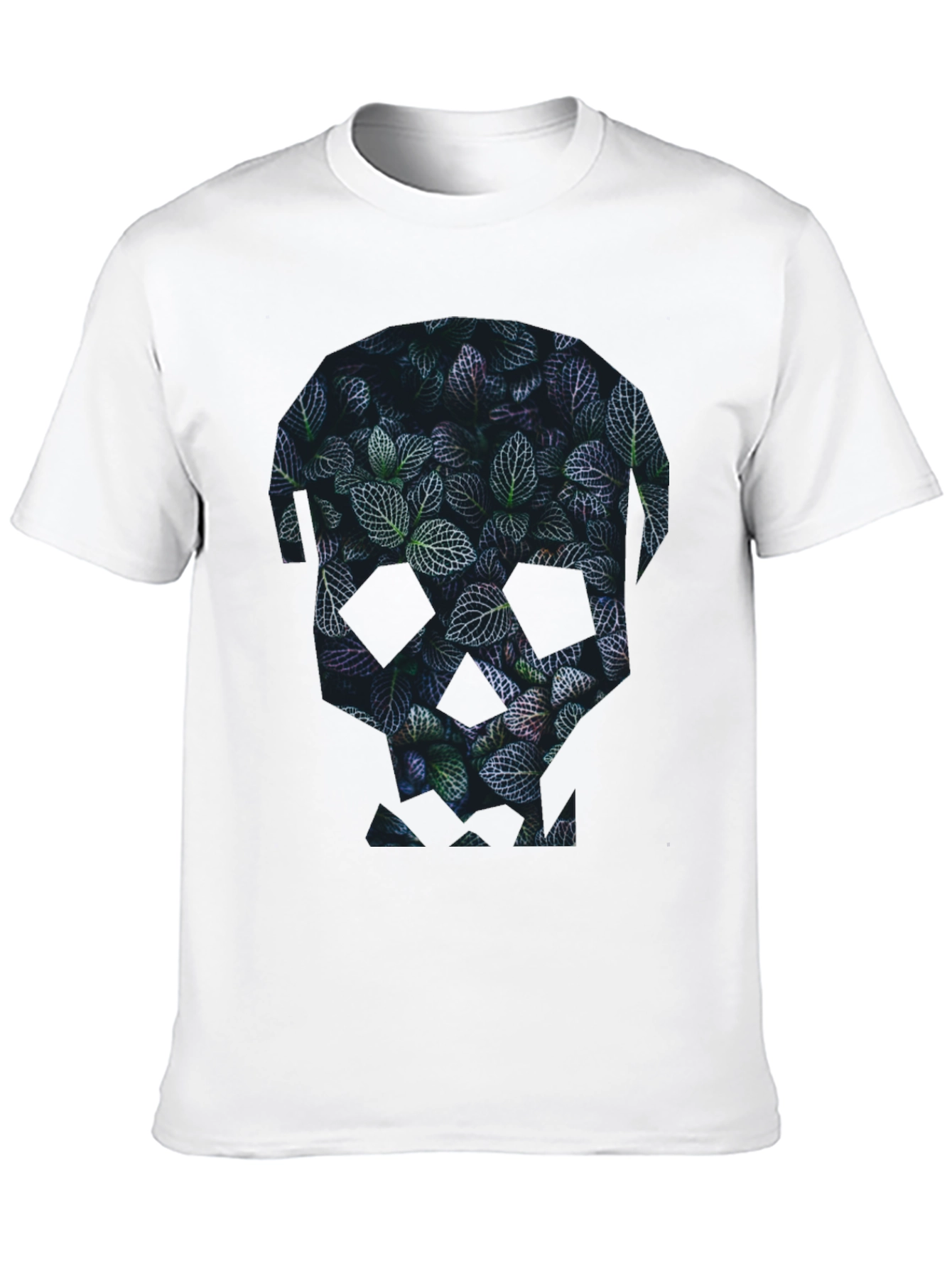 Botanical Skull Graphic Tee - Modern Mens Black T-Shirt
