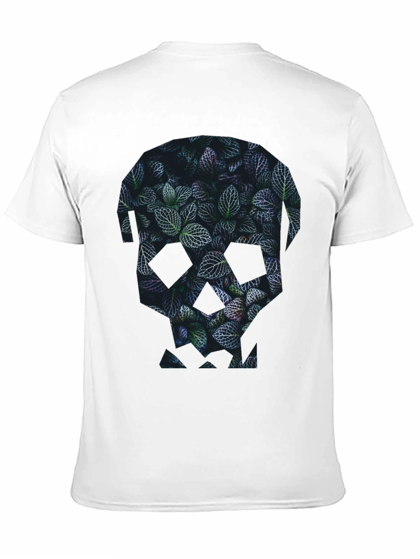 Botanical Skull Graphic Tee - Modern Mens Black T-Shirt