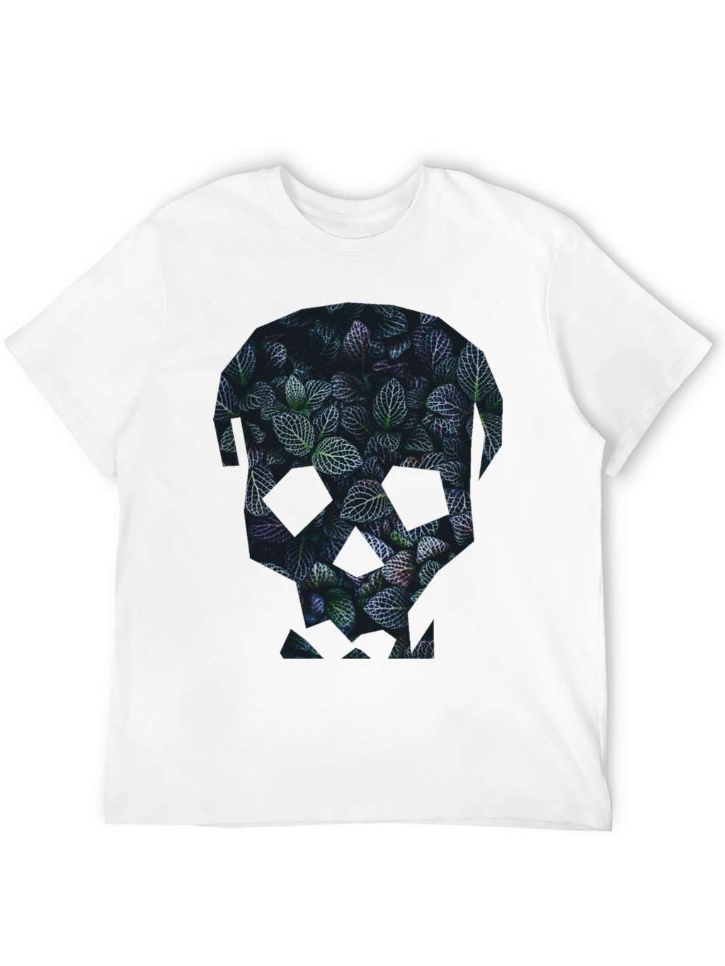 Botanical Skull Graphic Tee - Modern Mens Black T-Shirt