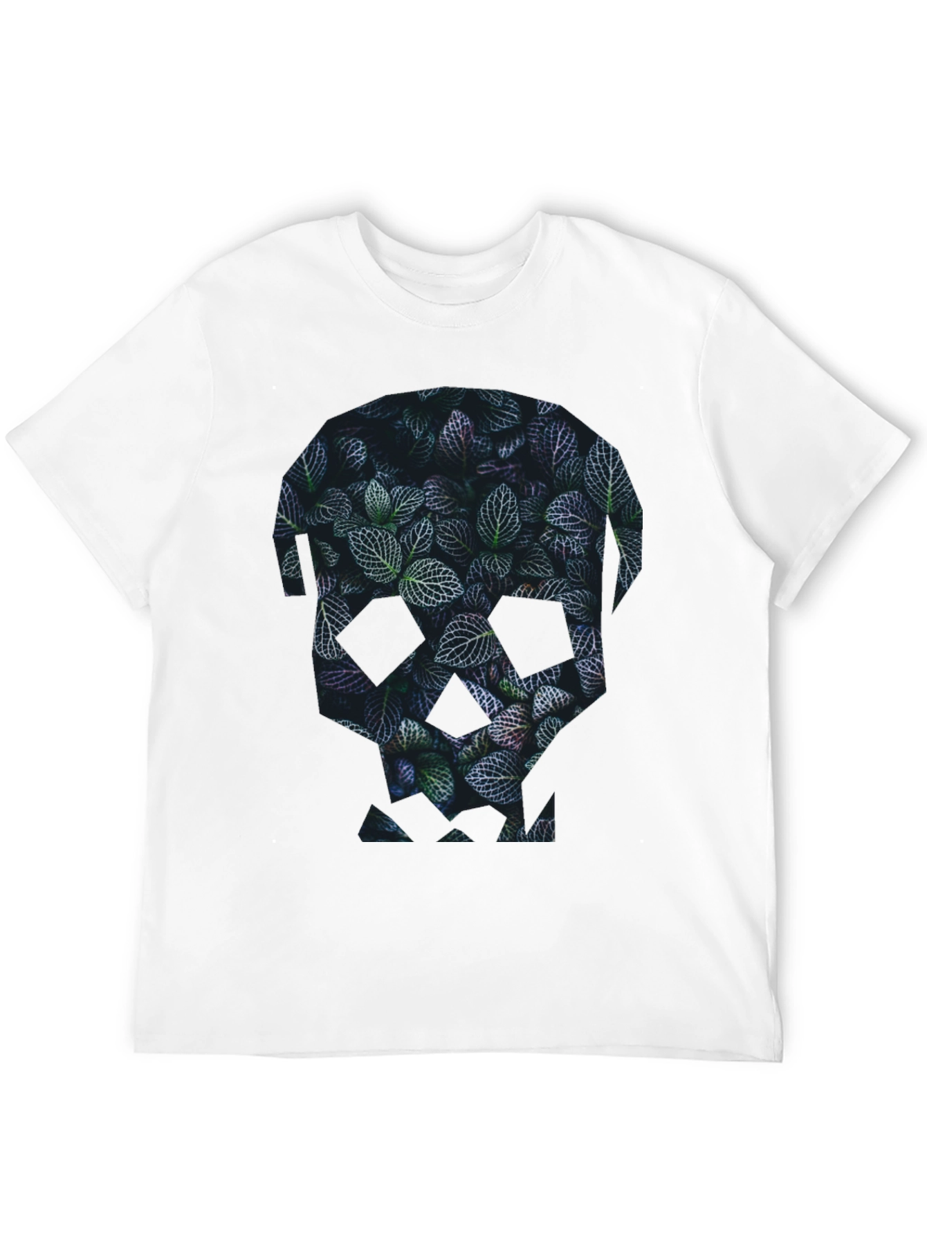 Botanical Skull Graphic Tee - Modern Mens Black T-Shirt