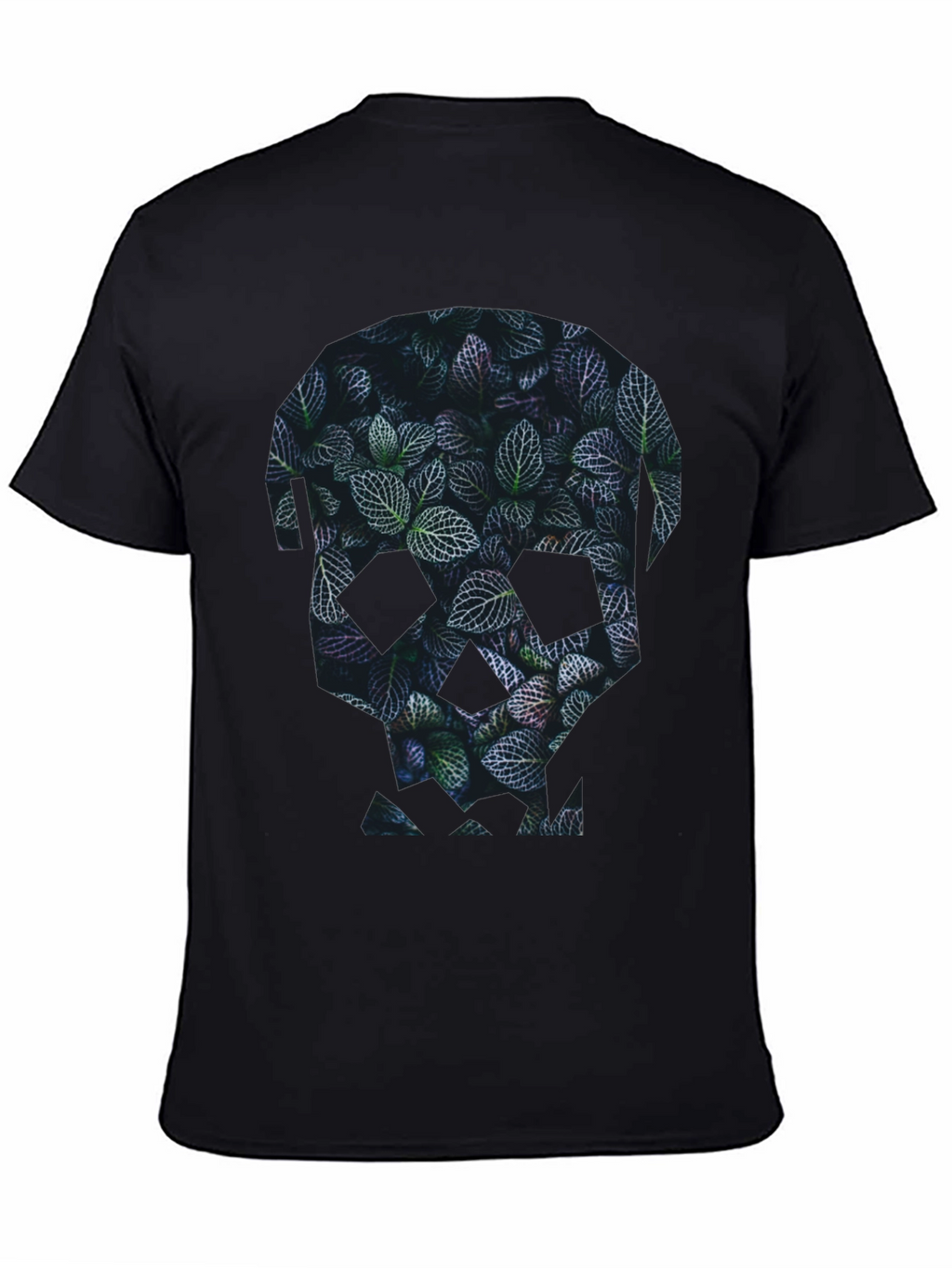 Botanical Skull Graphic Tee - Modern Mens Black T-Shirt