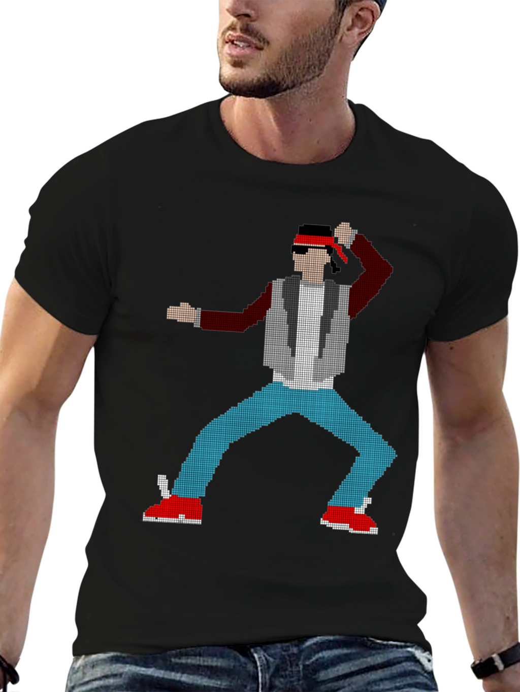 8-Bit Fighter Graphic Tee - Retro Gaming Style