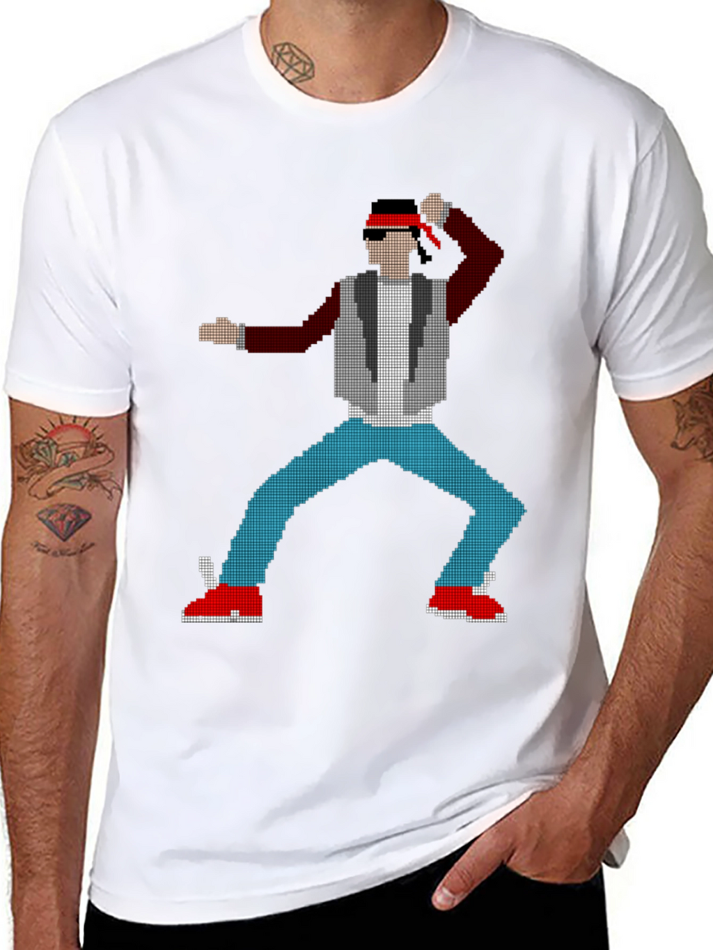 8-Bit Fighter Graphic Tee - Retro Gaming Style