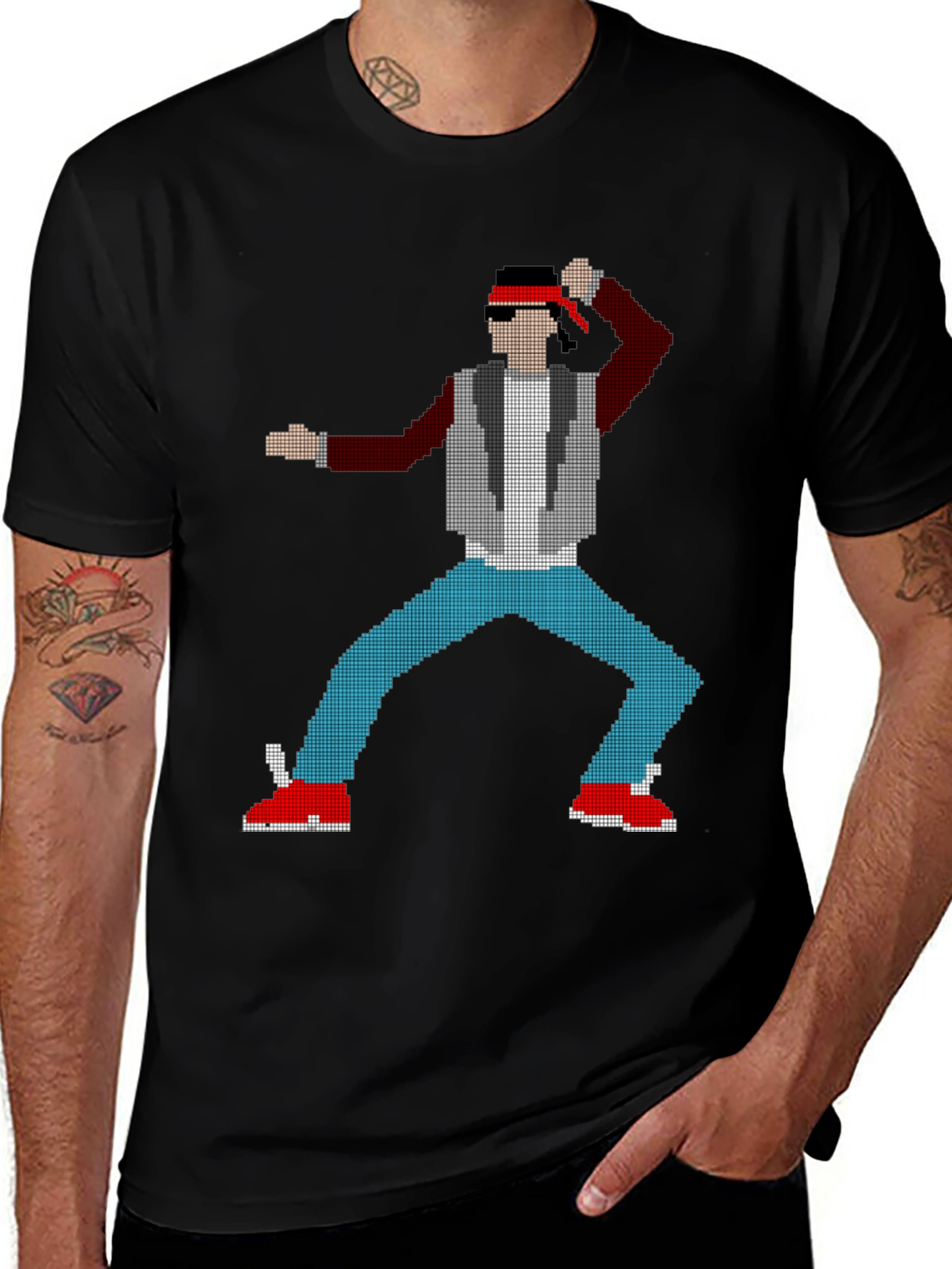 8-Bit Fighter Graphic Tee - Retro Gaming Style