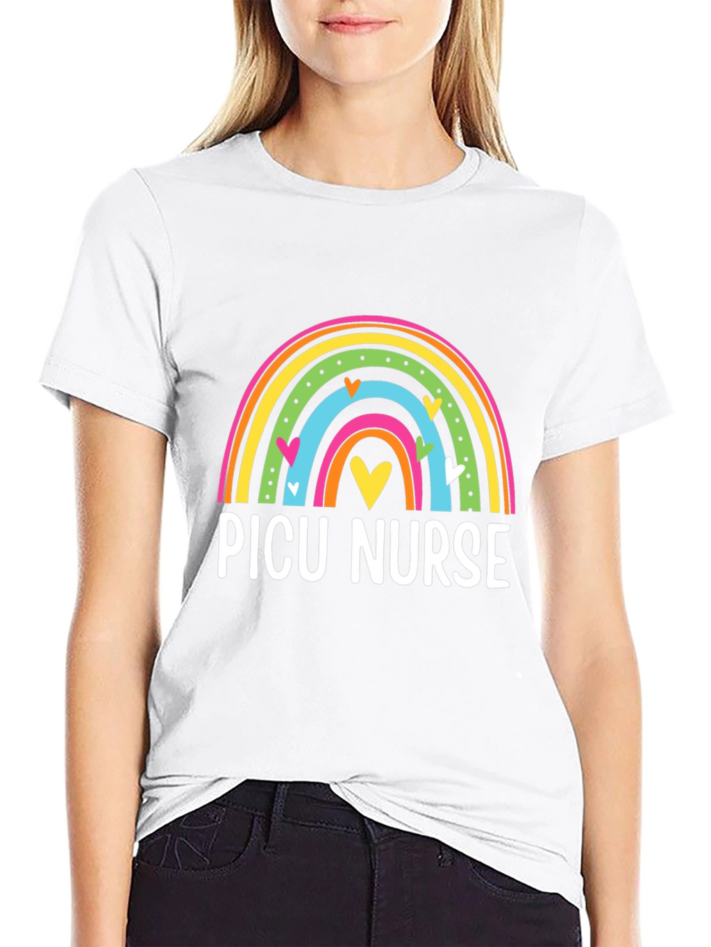 PICU Nurse Rainbow Heart T-Shirt