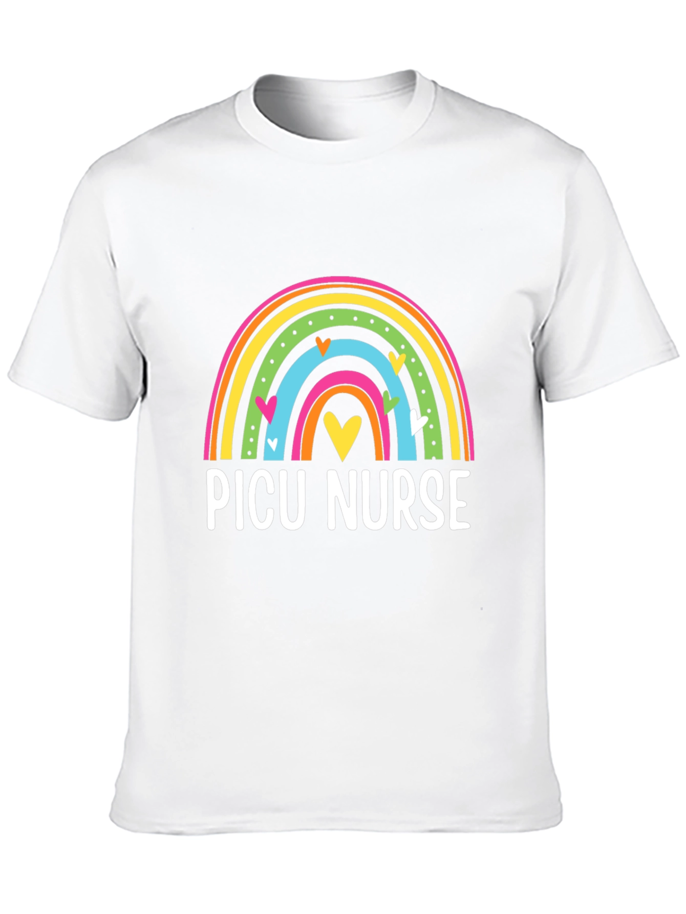 PICU Nurse Rainbow Heart T-Shirt