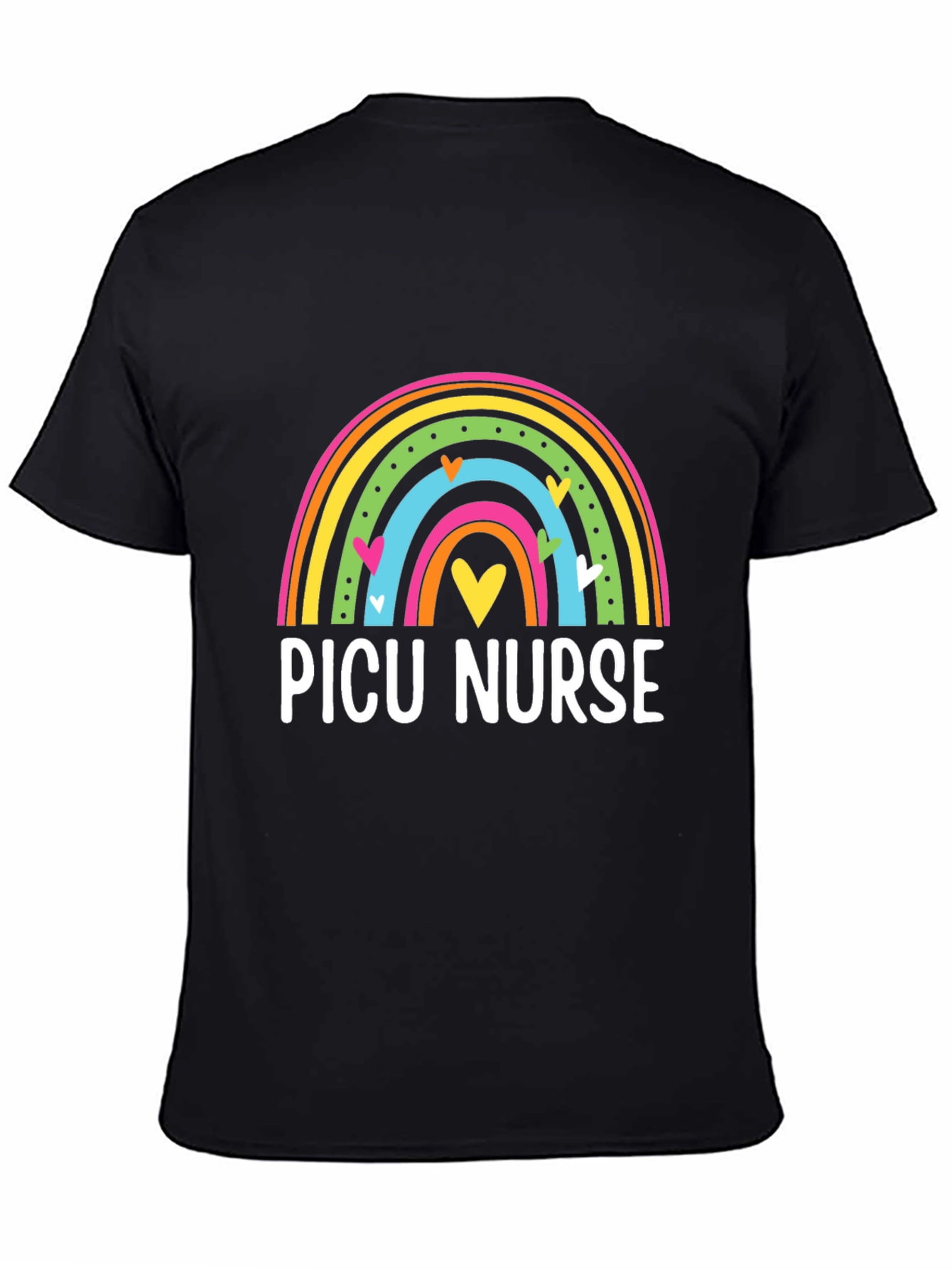 PICU Nurse Rainbow Heart T-Shirt