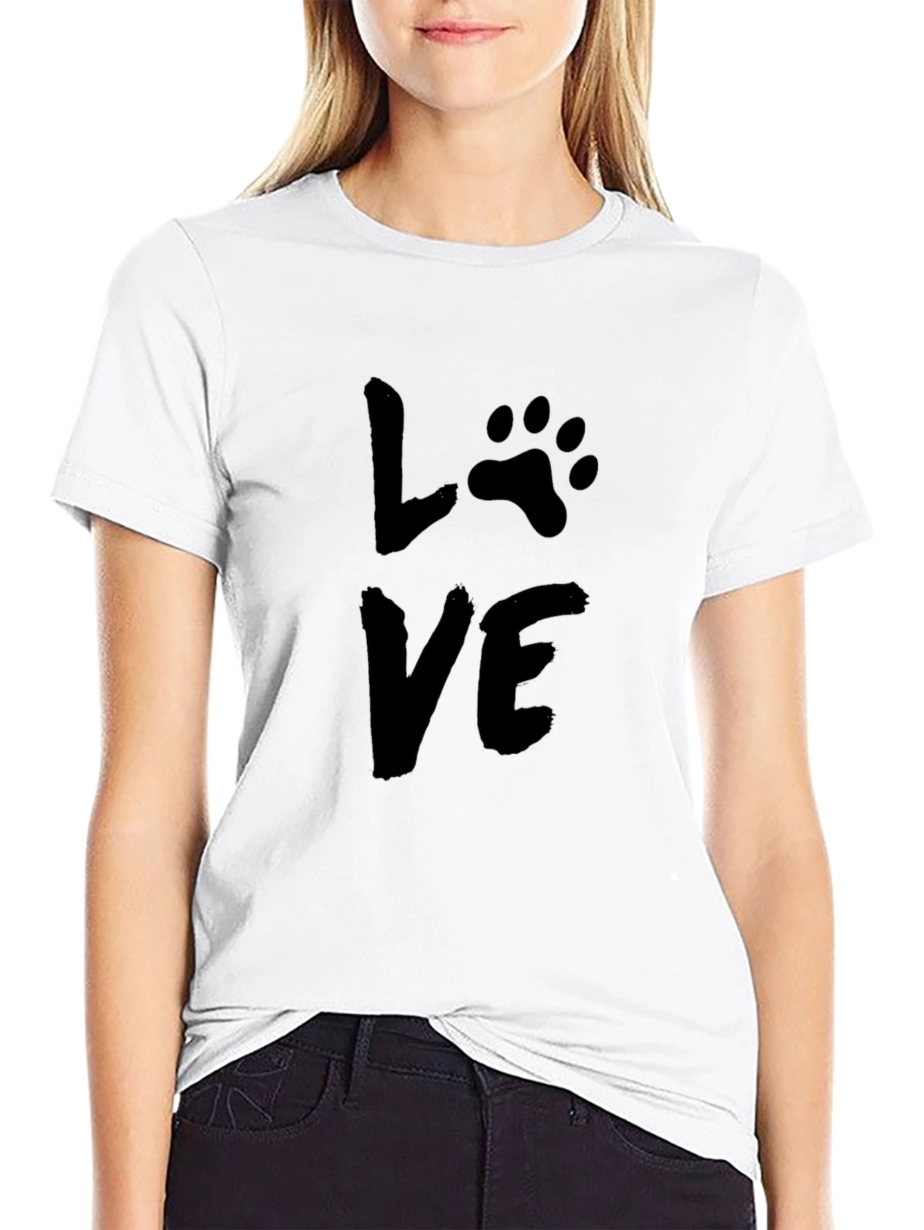 Love Paw Print Graphic Tee - Black Unisex T-Shirt