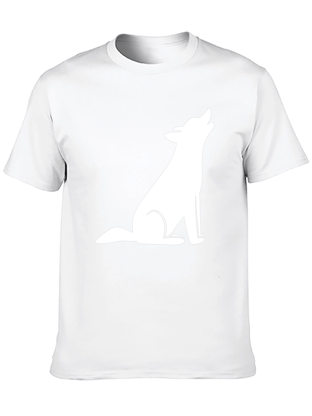 Mens Black T-Shirt with White Wolf Graphic