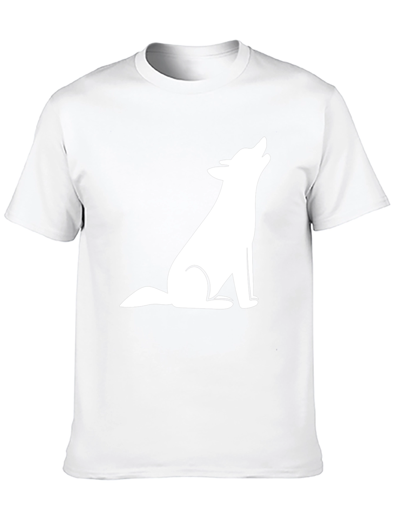 Mens Black T-Shirt with White Wolf Graphic