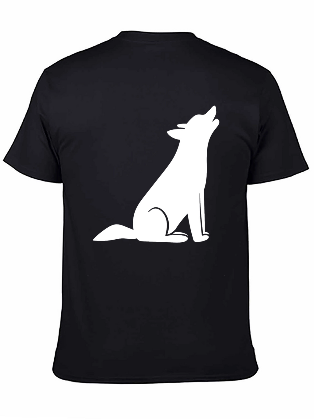 Mens Black T-Shirt with White Wolf Graphic