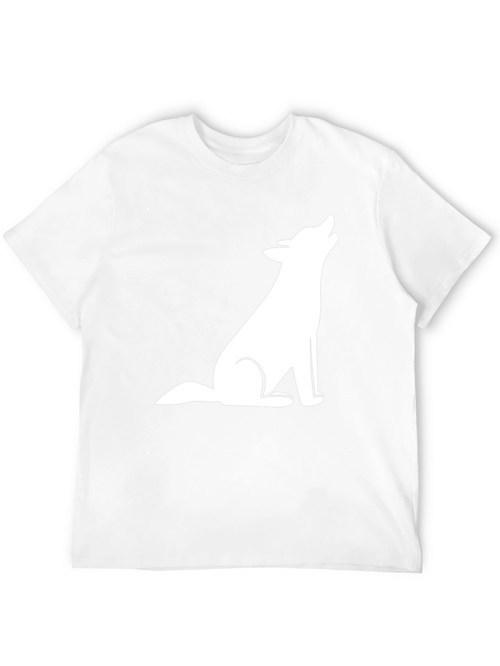 Mens Black T-Shirt with White Wolf Graphic