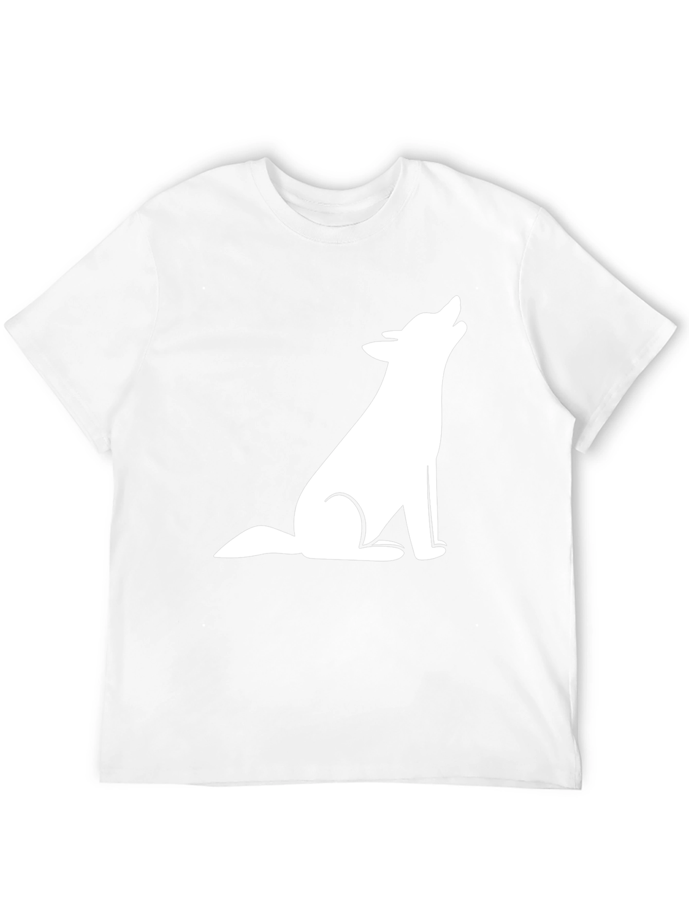 Mens Black T-Shirt with White Wolf Graphic