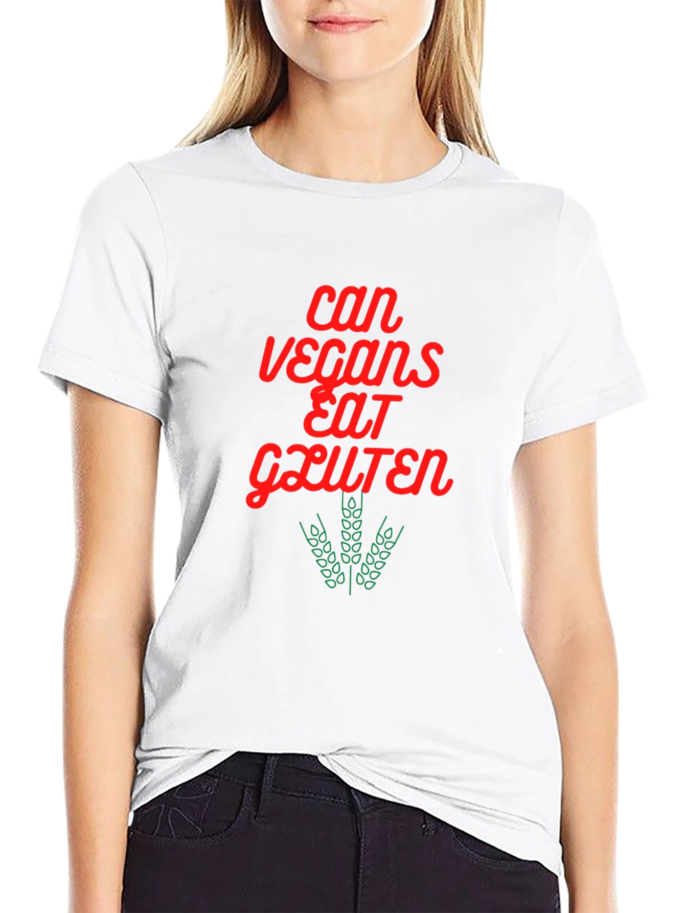 Vegan Gluten T-Shirt - Red & Green Graphic Tee