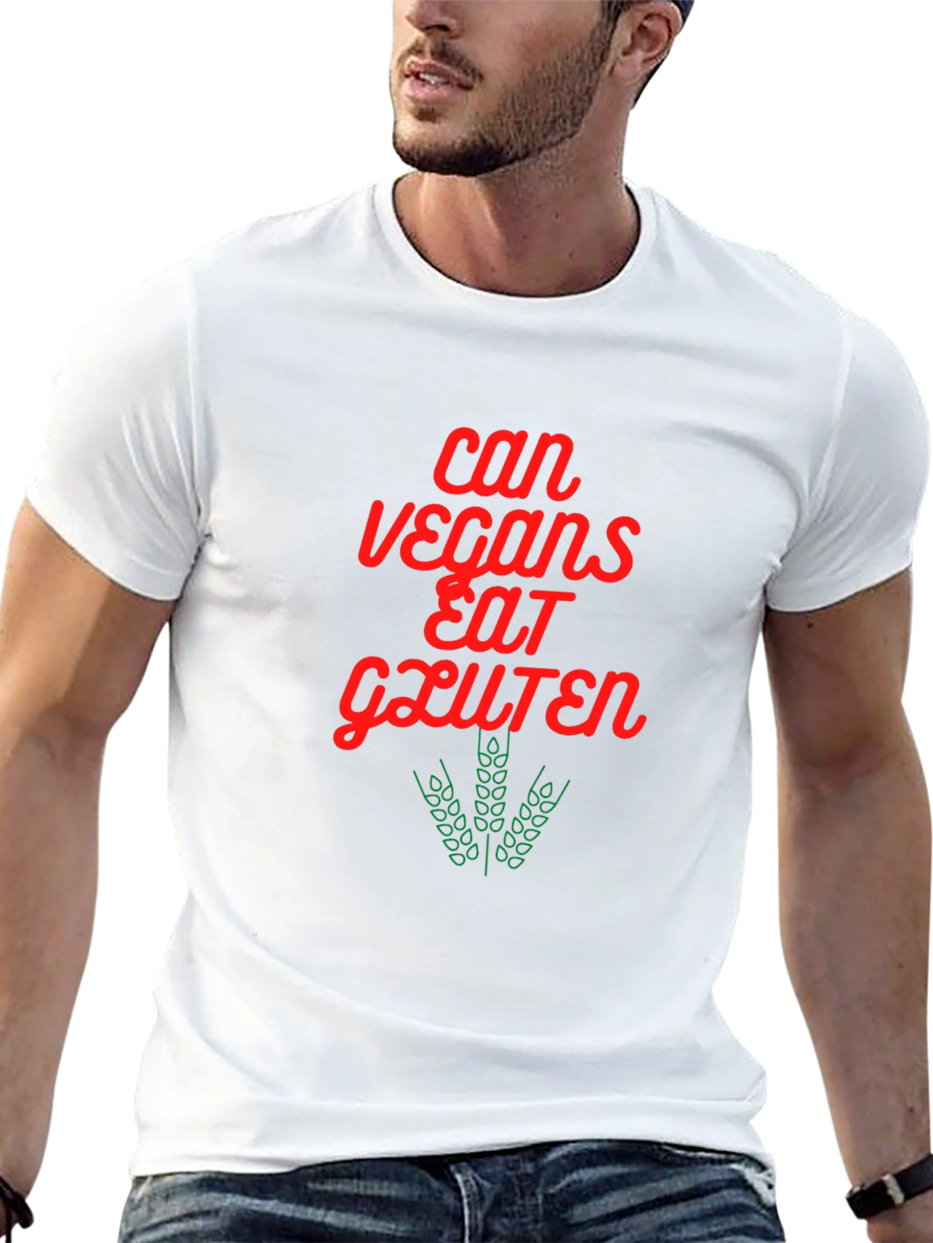 Vegan Gluten T-Shirt - Red & Green Graphic Tee