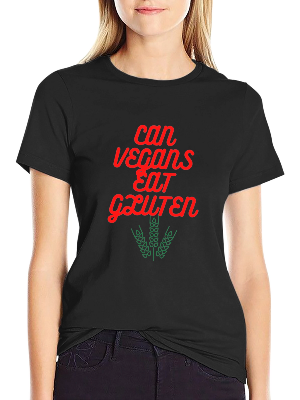 Vegan Gluten T-Shirt - Red & Green Graphic Tee