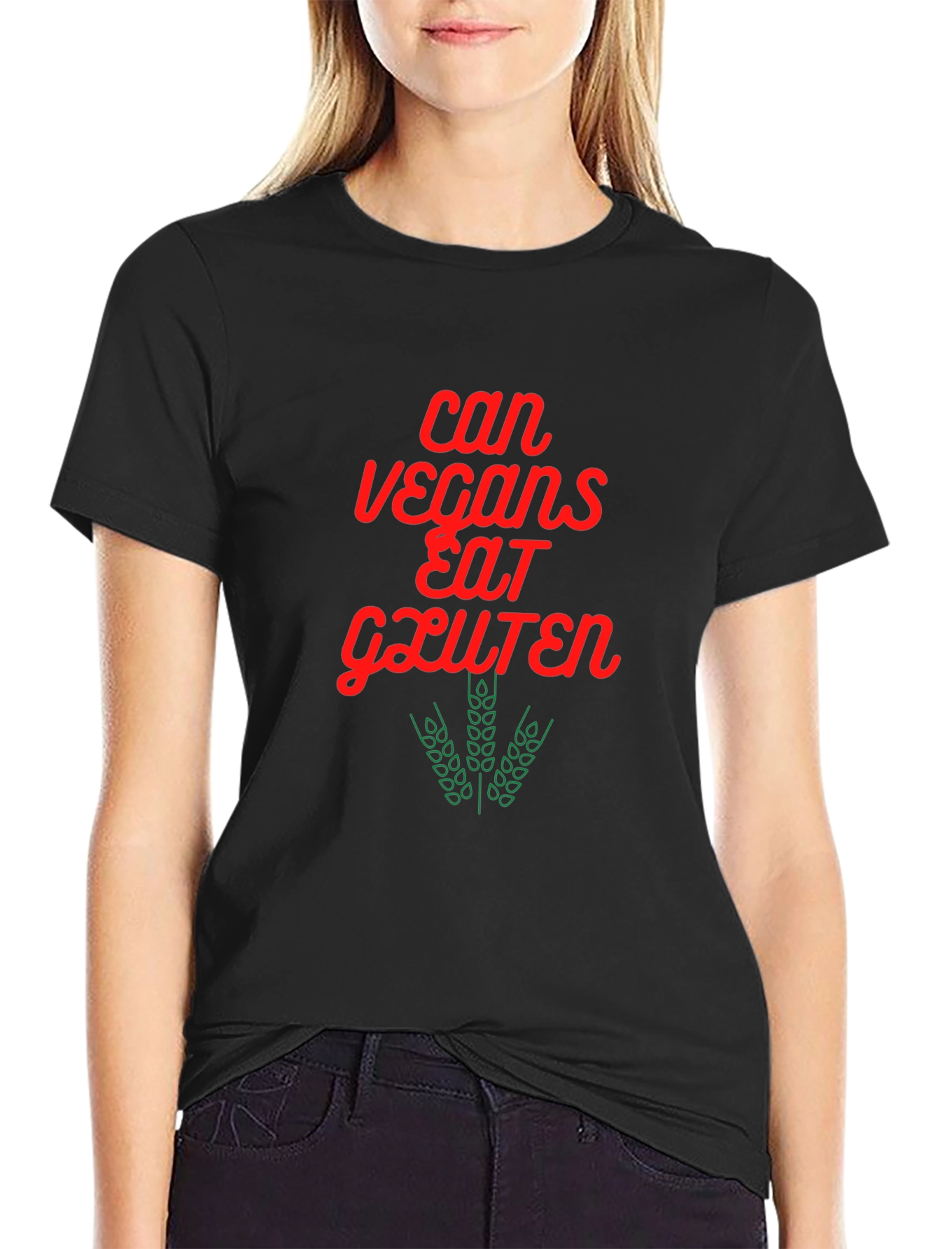 Vegan Gluten T-Shirt - Red & Green Graphic Tee