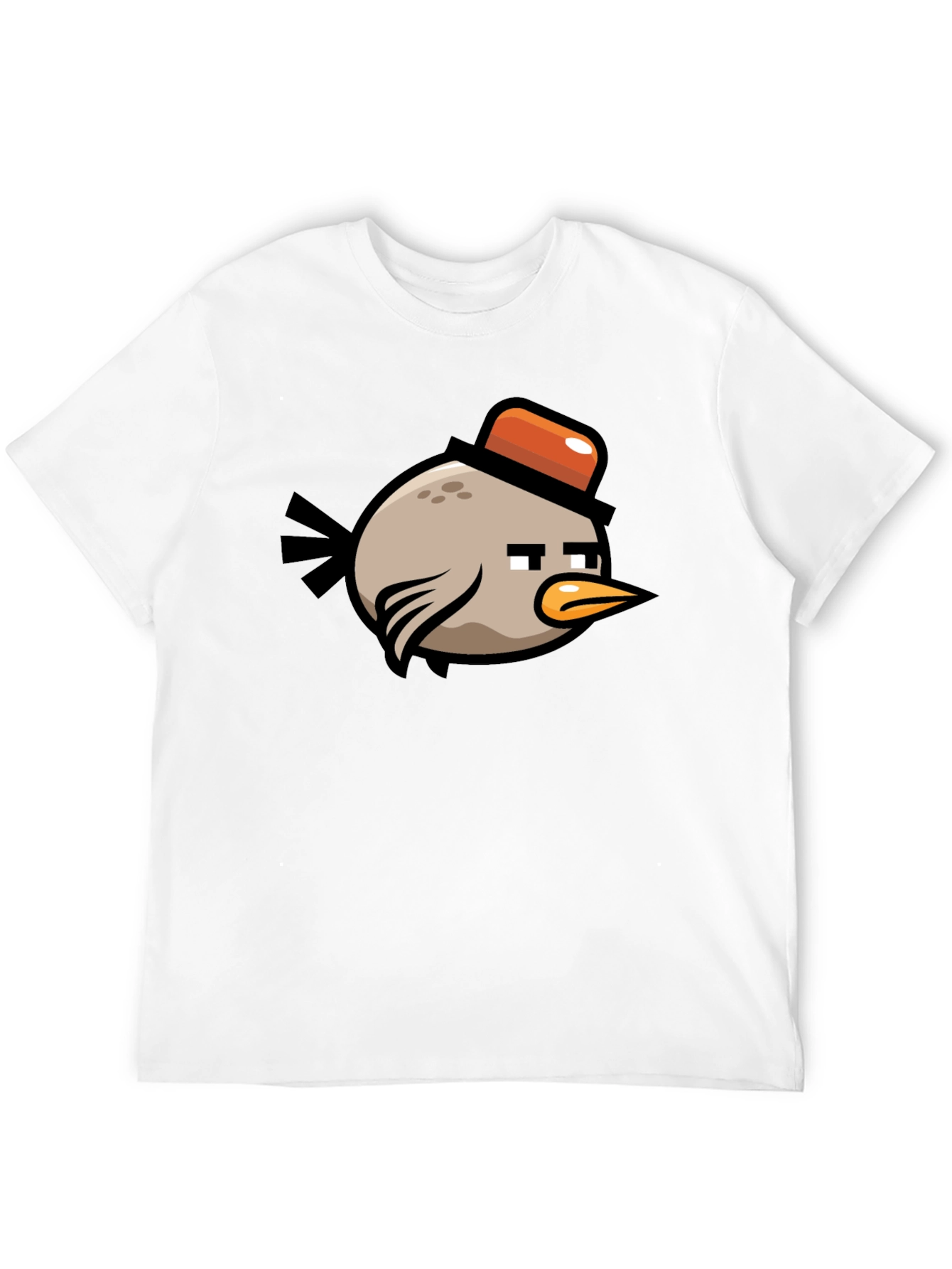 Bird with Hat Graphic Tee - Black Cotton Shirt