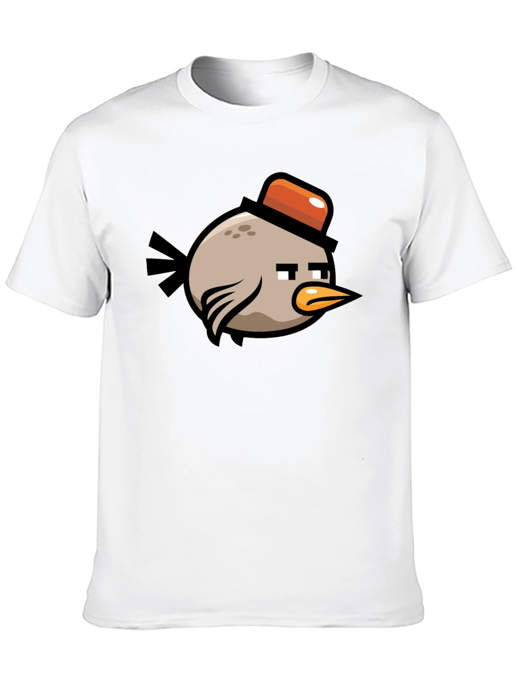 Bird with Hat Graphic Tee - Black Cotton Shirt