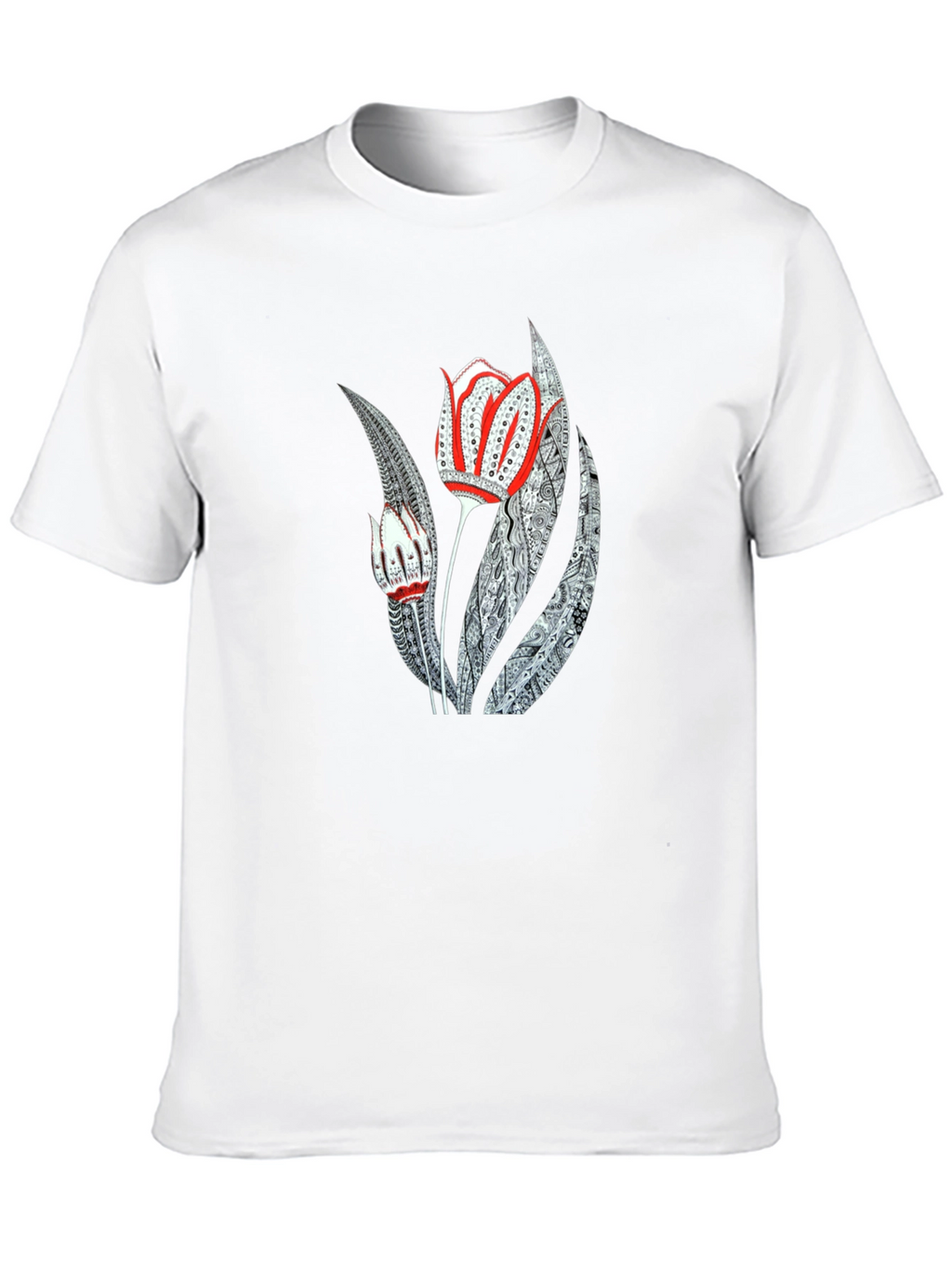 Artistic Floral Graphic Print Black Tee