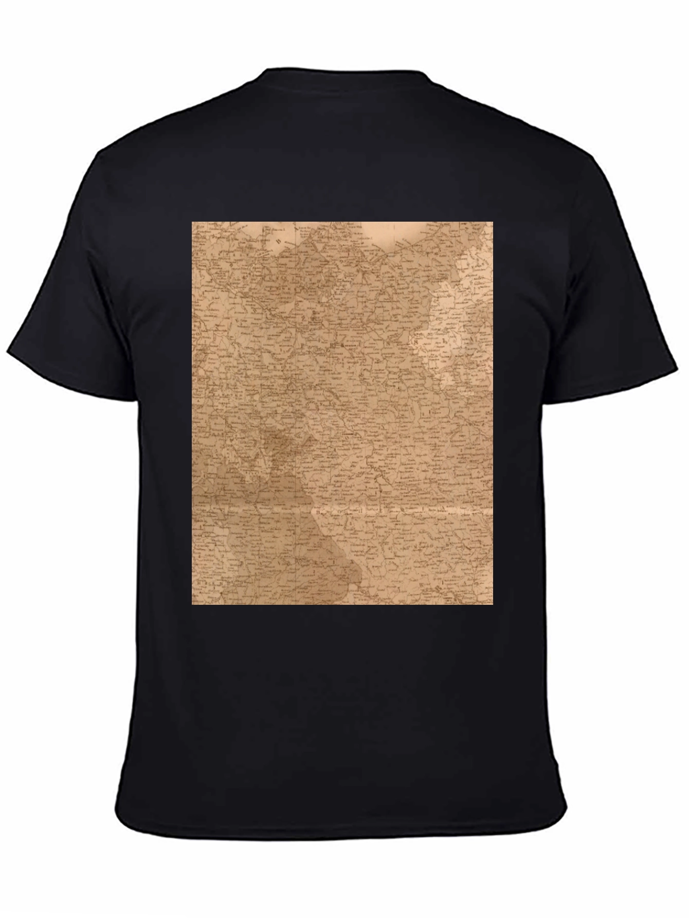 Vintage Map Graphic Tee - Unique Black T-Shirt