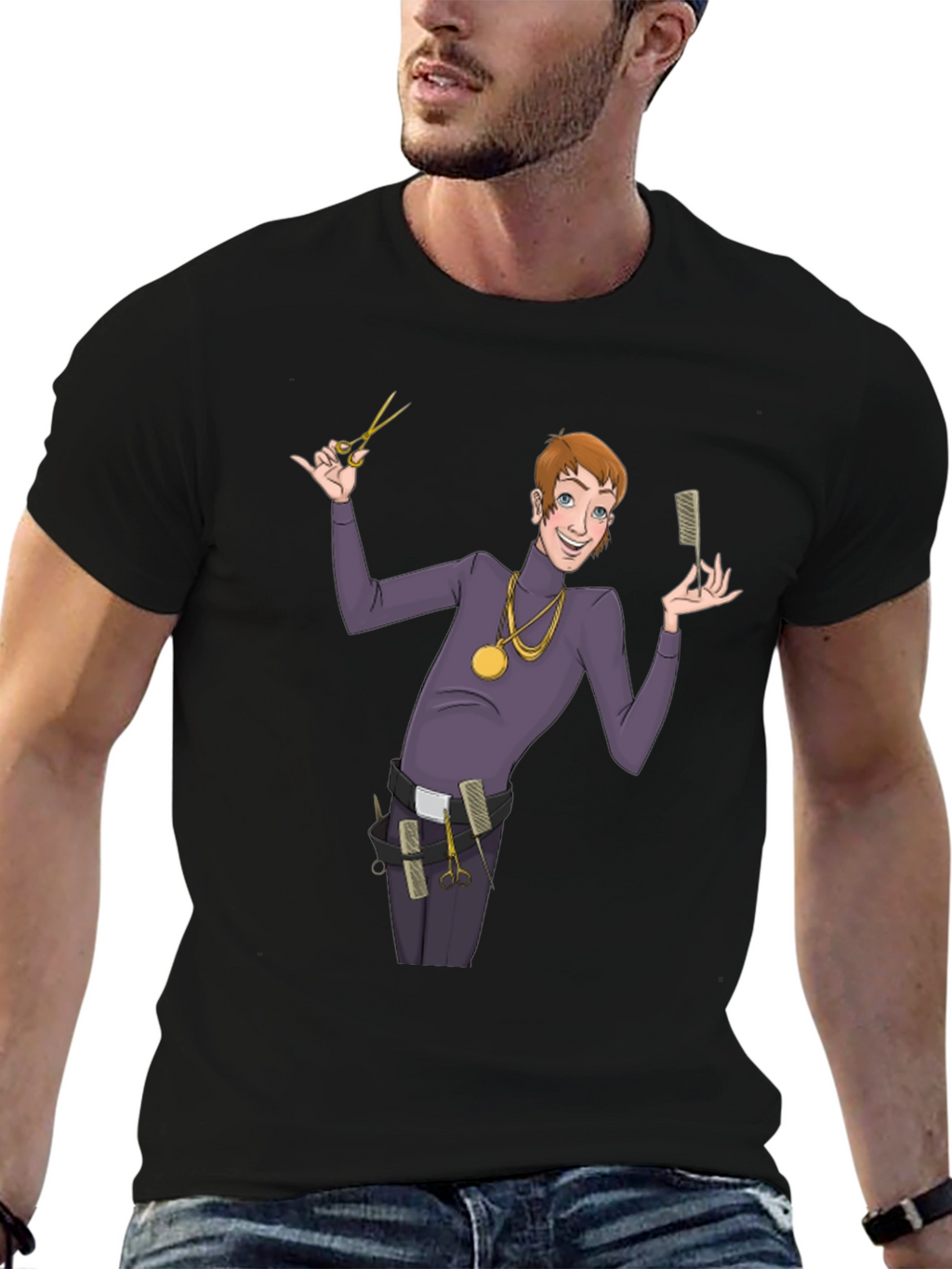 Barber Cartoon Graphic T-Shirt