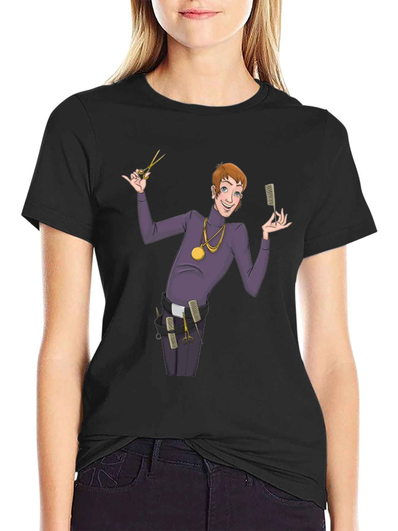 Barber Cartoon Graphic T-Shirt
