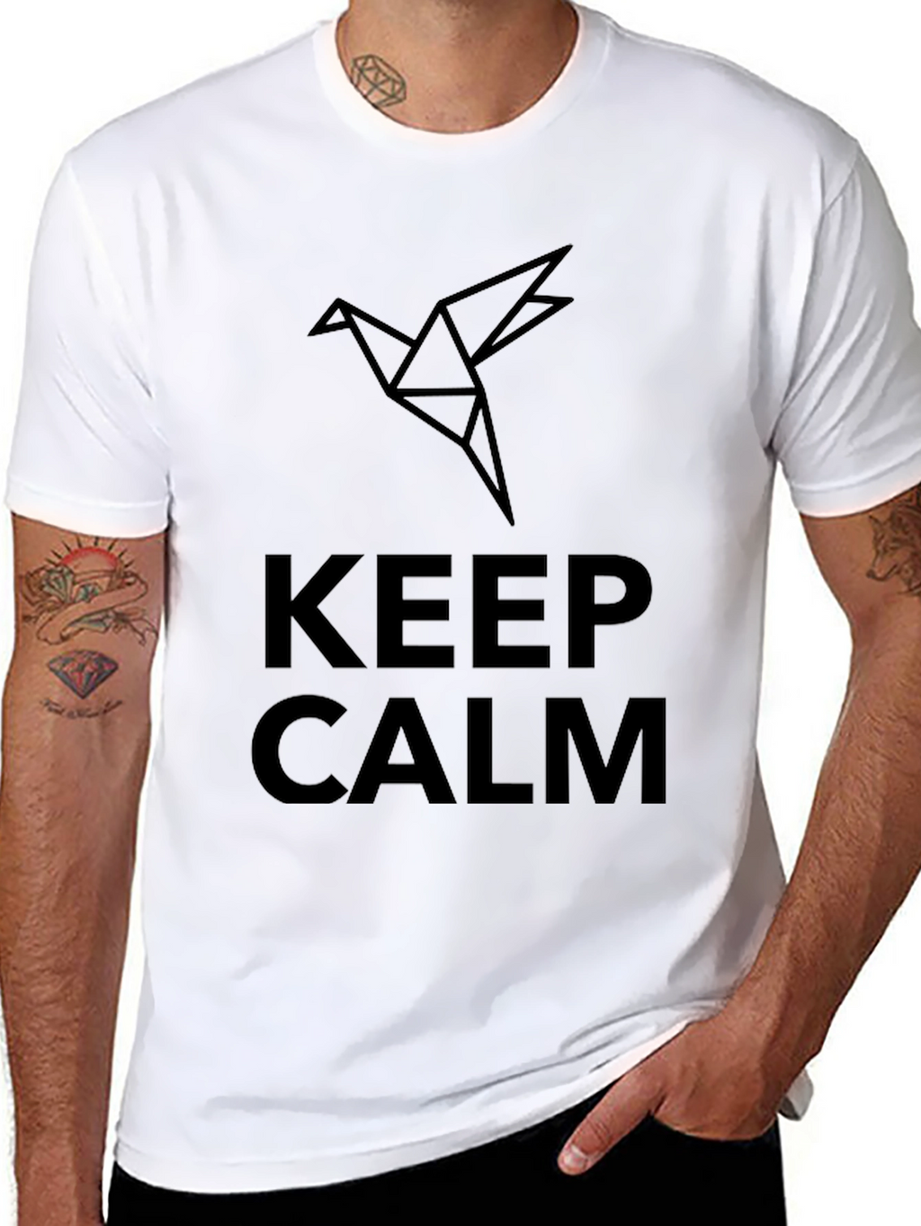 Keep Calm Geometric Bird Graphic Tee