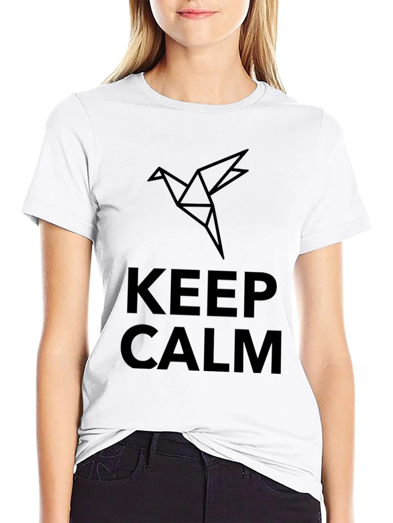 Keep Calm Geometric Bird Graphic Tee