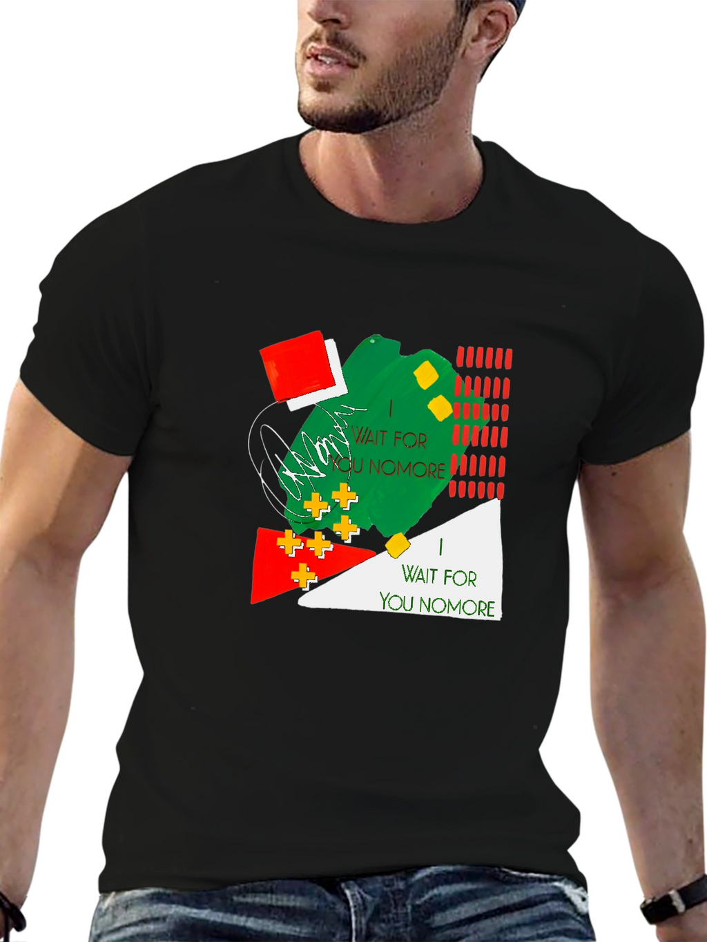 Abstract Design Mens Black T-Shirt