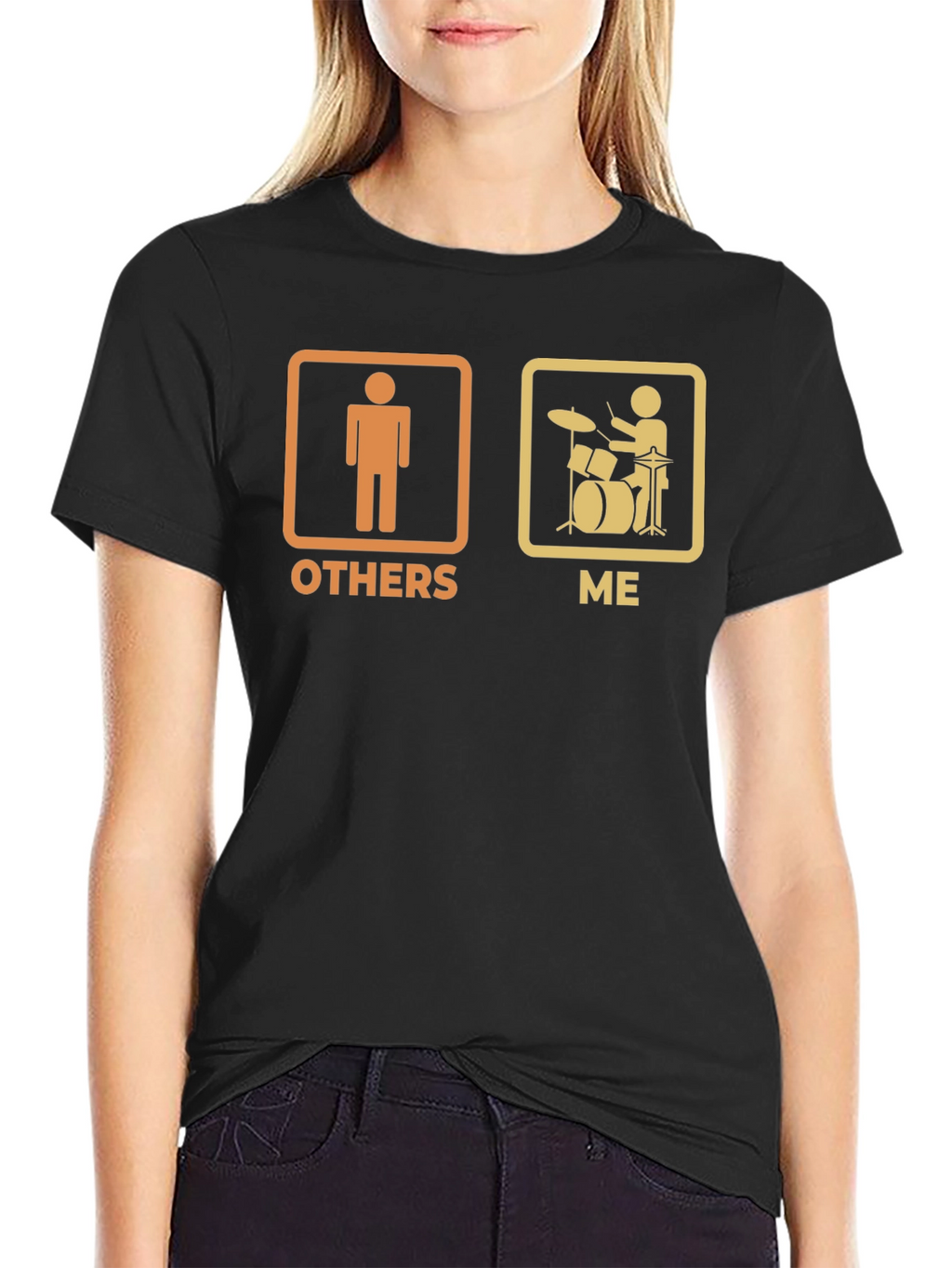 Funny Drummer T-Shirt - Others vs. Me Black Tee
