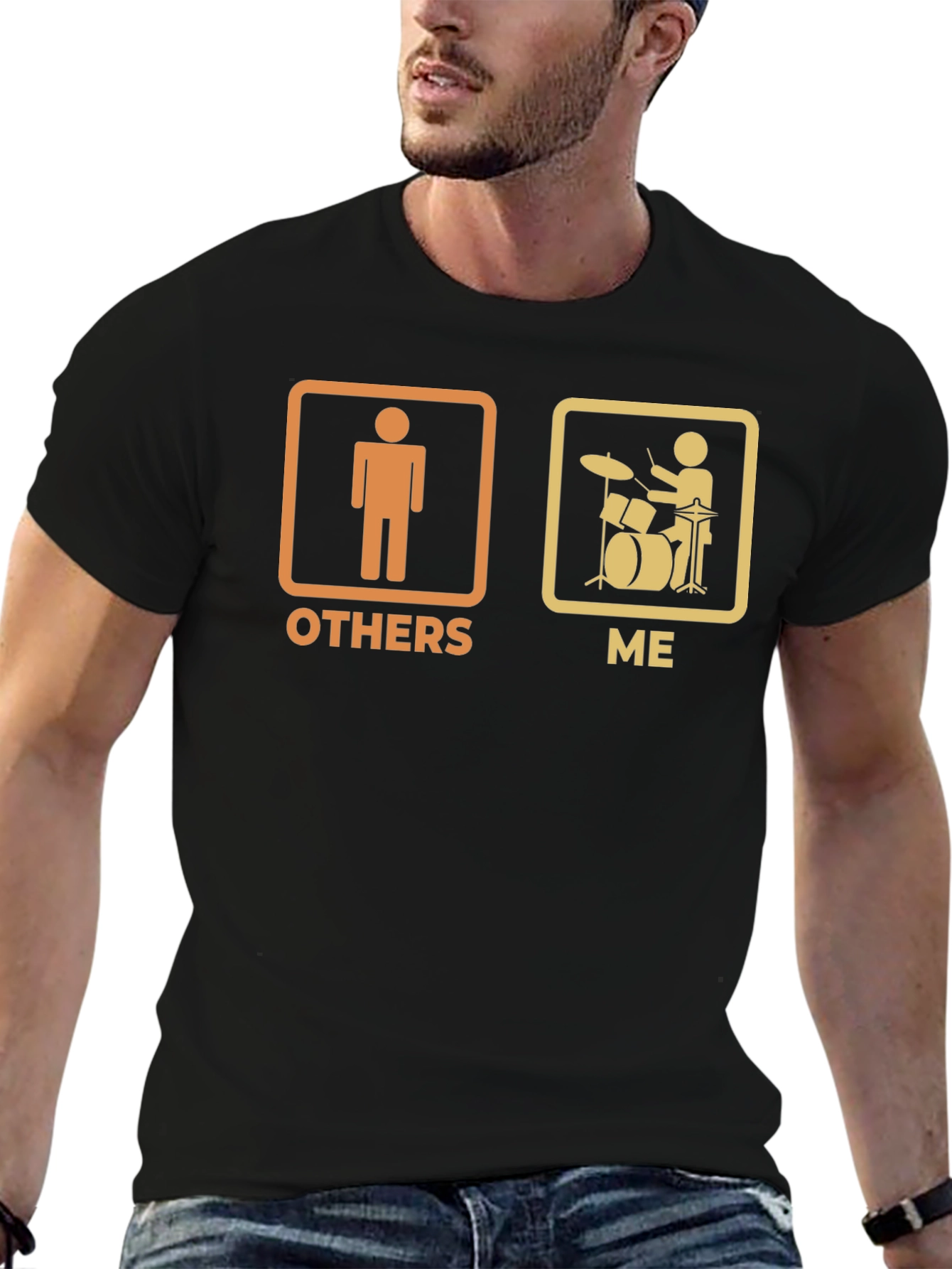 Funny Drummer T-Shirt - Others vs. Me Black Tee