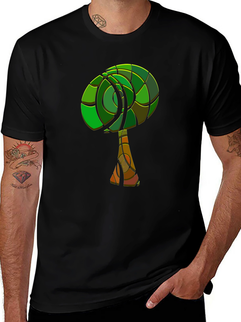 Abstract Tree Graphic Tee - Modern Style
